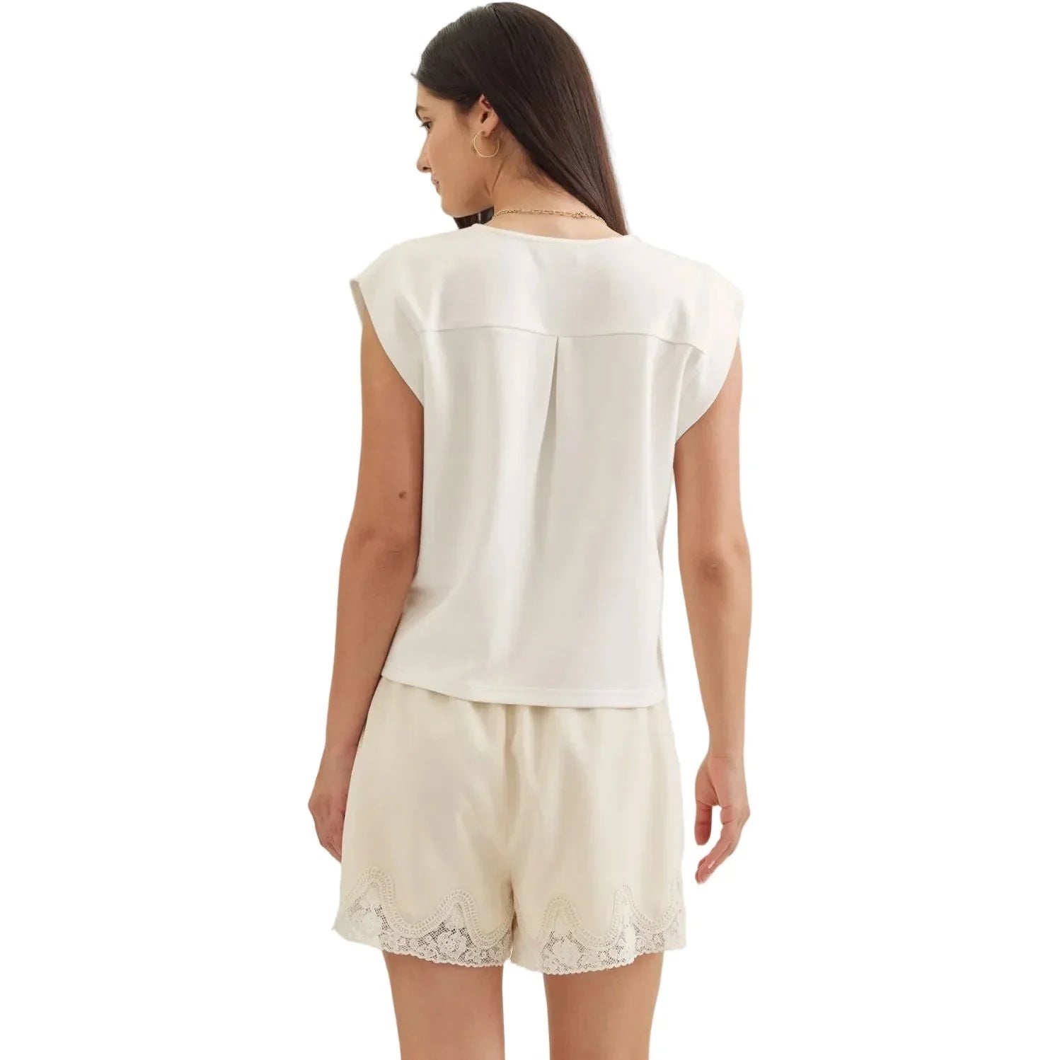 Women's Entro V-neck Solid Cap Sleeve Top T31008