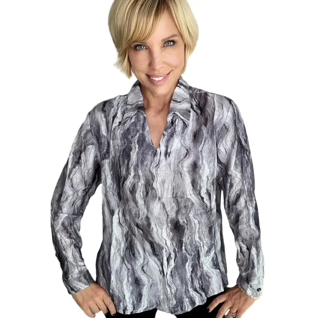 Women's Ethyl Casual Collar V-neck Blouse Waterfall JYH264GR