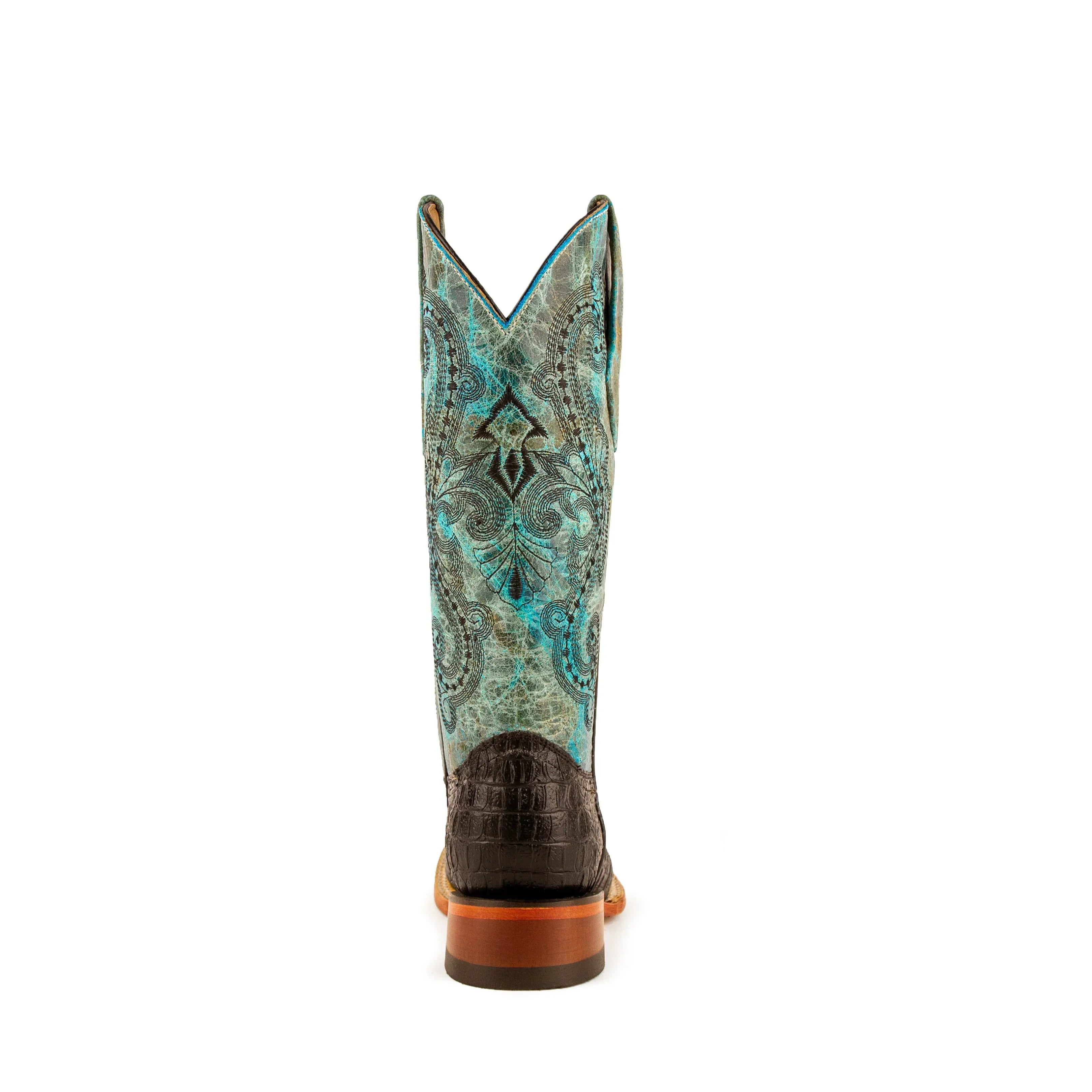 Women's Ferrini Caiman Black/Teal Stampede Boots 9039350