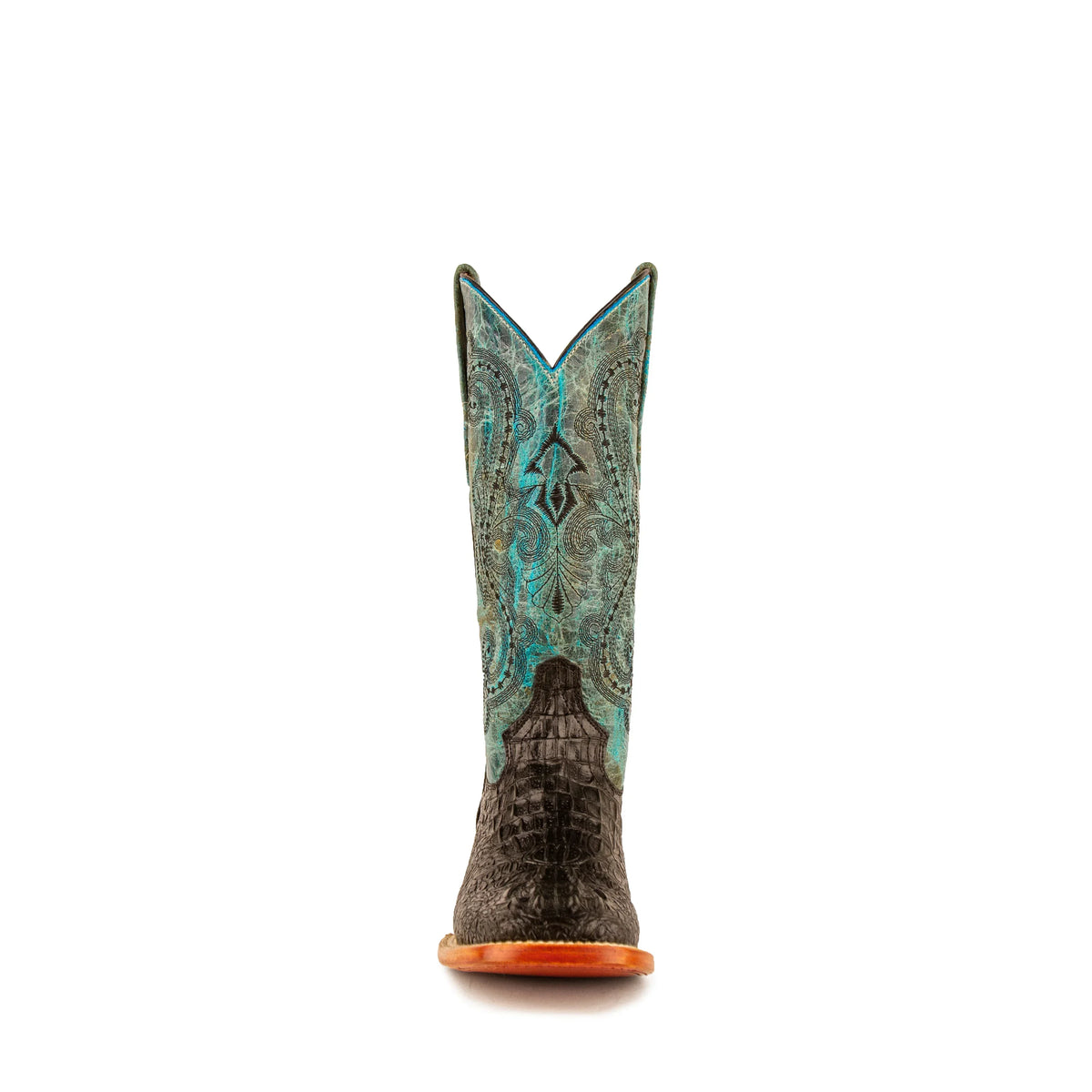 Women's Ferrini Caiman Black/Teal Stampede Boots 9039350
