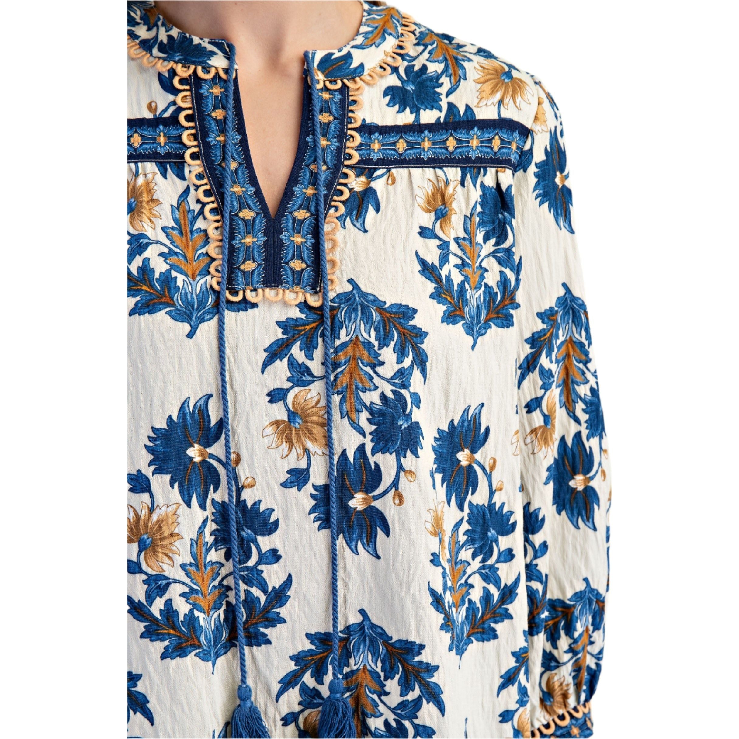 Women's Floral Fall Print 3/4 Length Sleeve Blouse TG1859 - Crazy House Western Wear