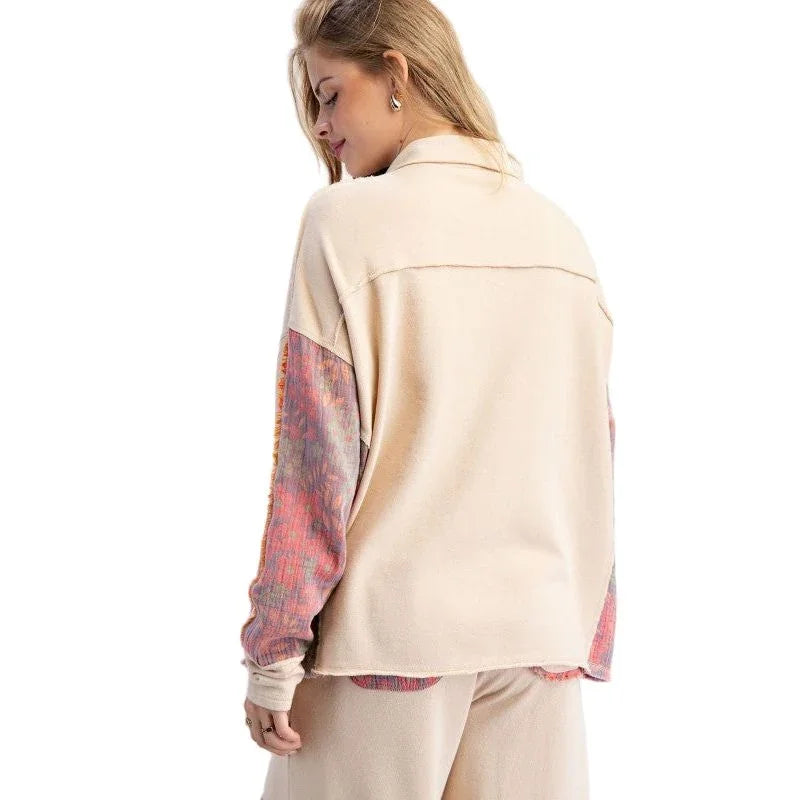 Women's Floral Print Terry Pullover ET71578