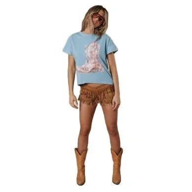 Women's Flower Boots Hi-Lo T-shirt 10028-167