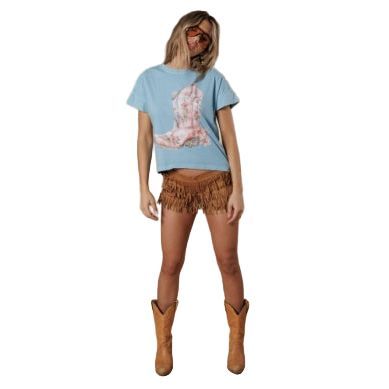 Women's Flower Boots Hi-Lo T-shirt 10028-167