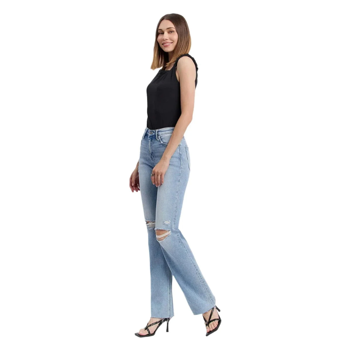 Women's Flying Monkey High Rise Distressed Slim Wide Jeans F5781 - Crazy House Western Wear