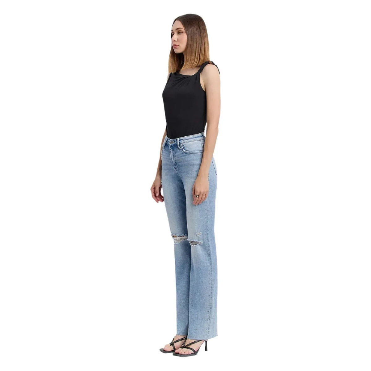 Women's Flying Monkey High Rise Distressed Slim Wide Jeans F5781 - Crazy House Western Wear