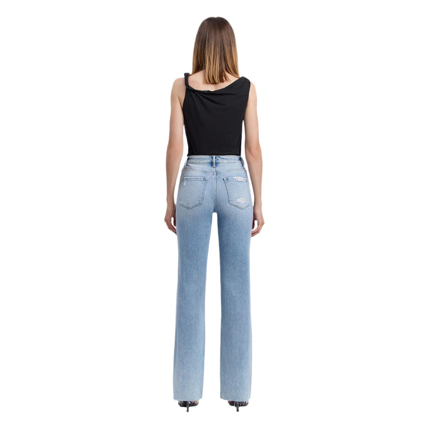 Women's Flying Monkey High Rise Distressed Slim Wide Jeans F5781 - Crazy House Western Wear