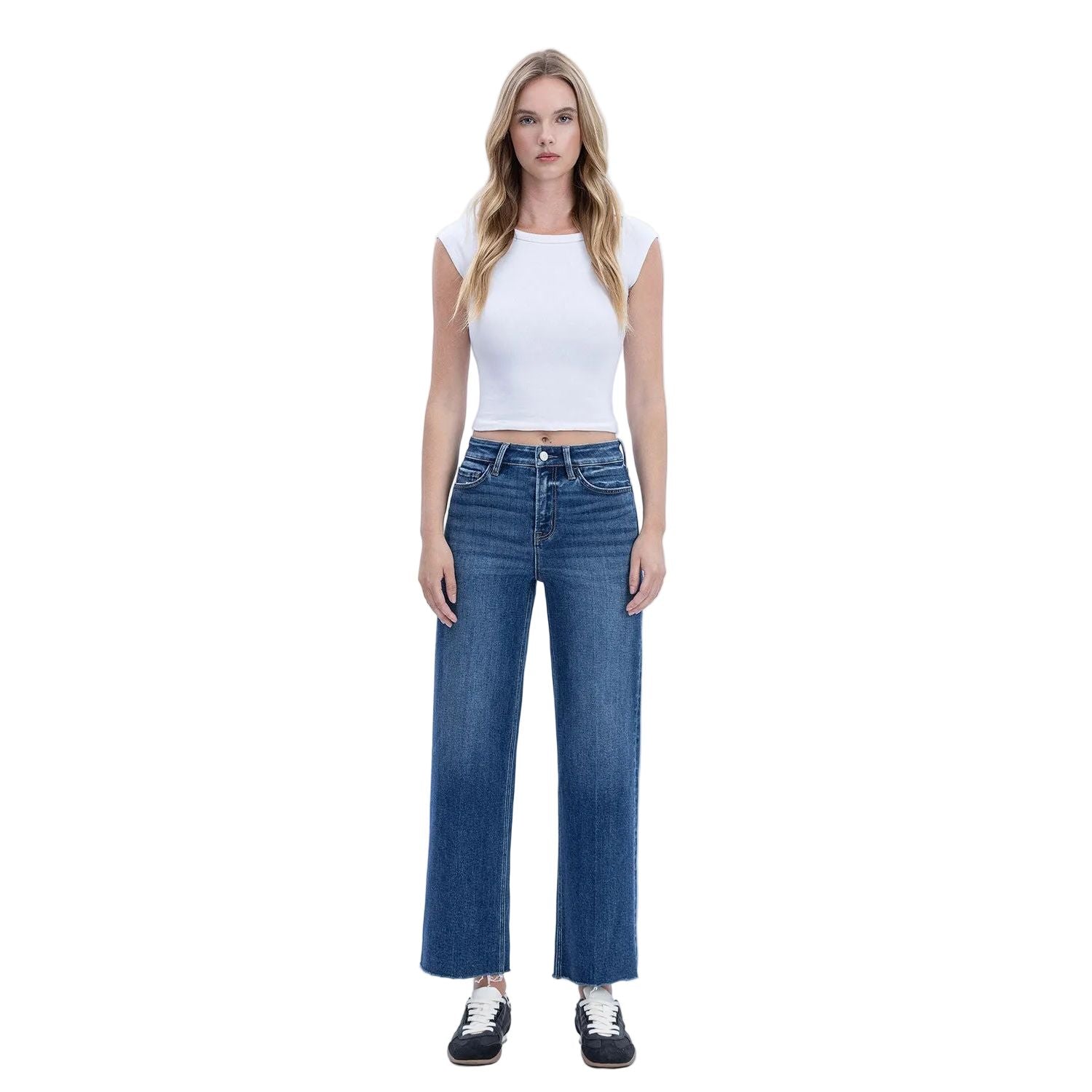 Women's Flying Monkey High Rise Trouser Press Wide Leg Jeans F6327