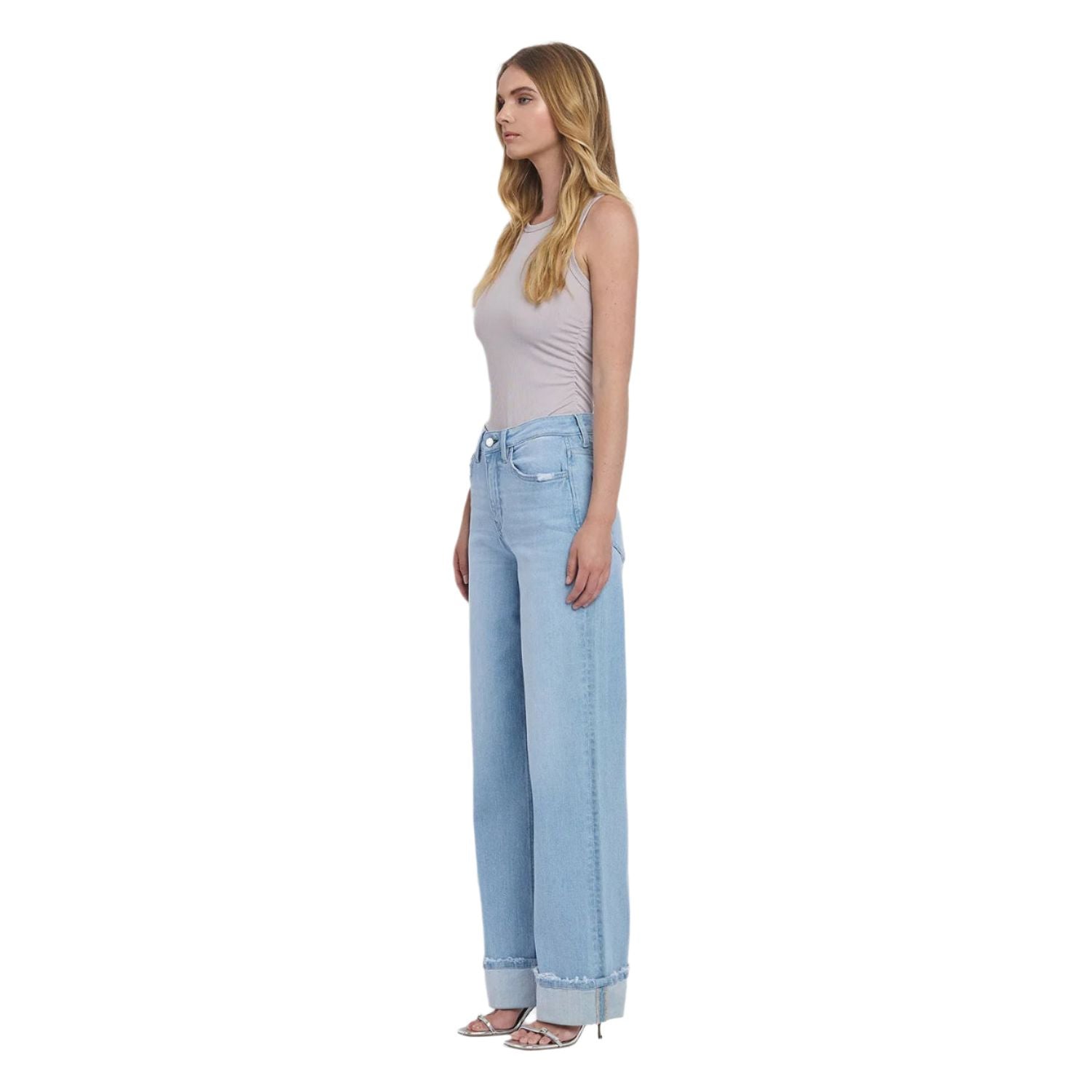 Women's Flying Monkey Super High Rise Cuffed Baggy Wide Jeans F5796 - Crazy House Western Wear