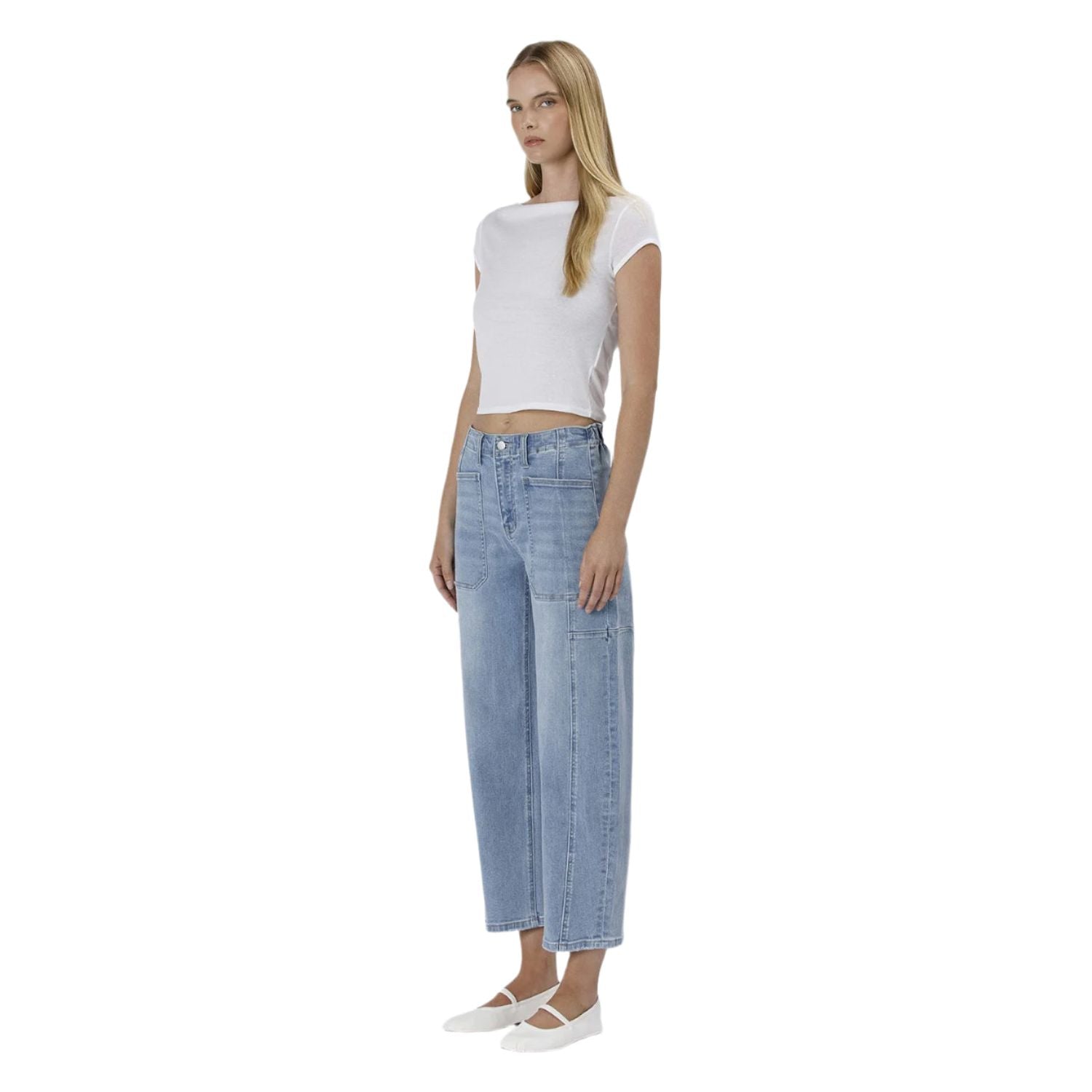 Women's Flying Monkey Super High Rise Elastic Band Barrel Jeans F583 - Crazy House Western Wear