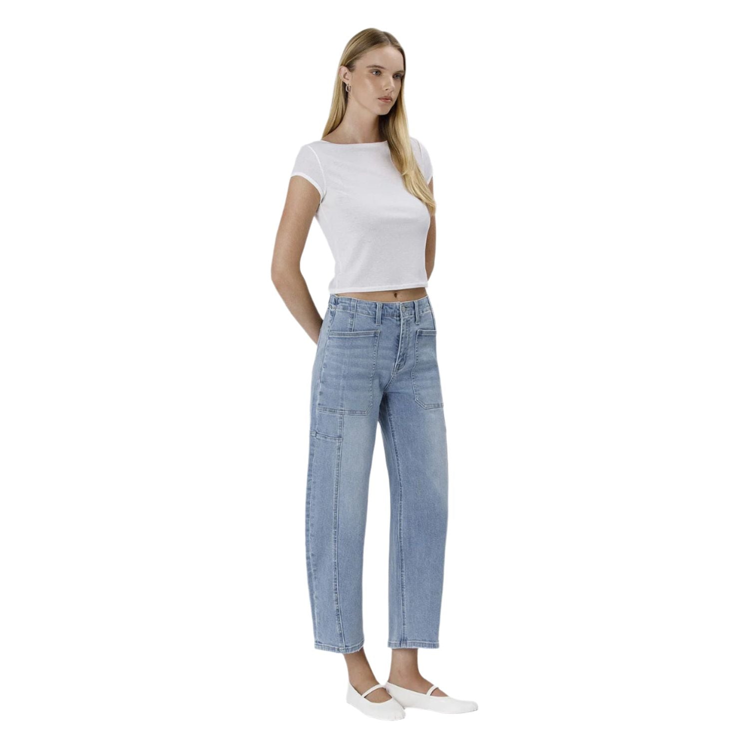 Women's Flying Monkey Super High Rise Elastic Band Barrel Jeans F583 - Crazy House Western Wear