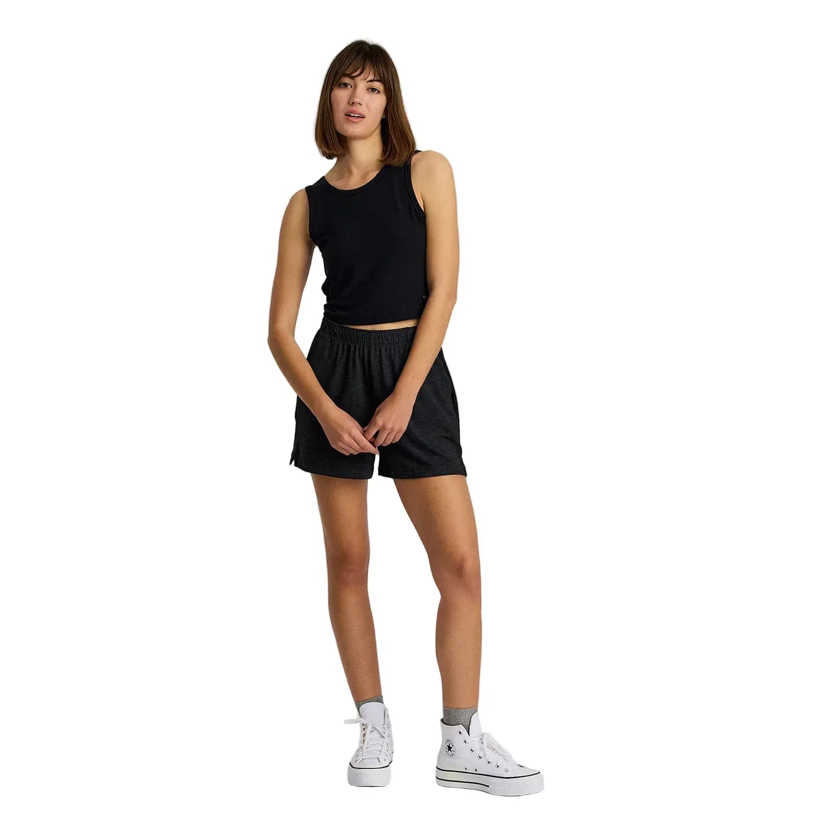 Women's Free Fly Black Ribbed Bamboo Tank Top WRIBT300