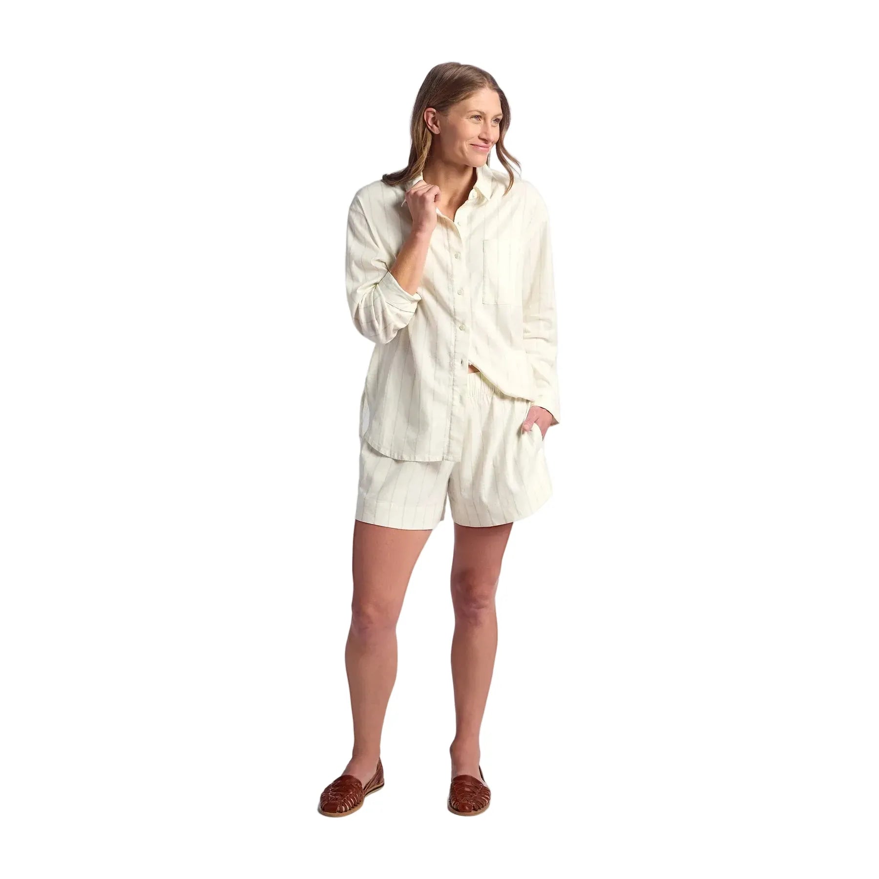 Women's Free Fly Dash Vertical Stripe Sea Salt Sullivan's Shirt FF339-767