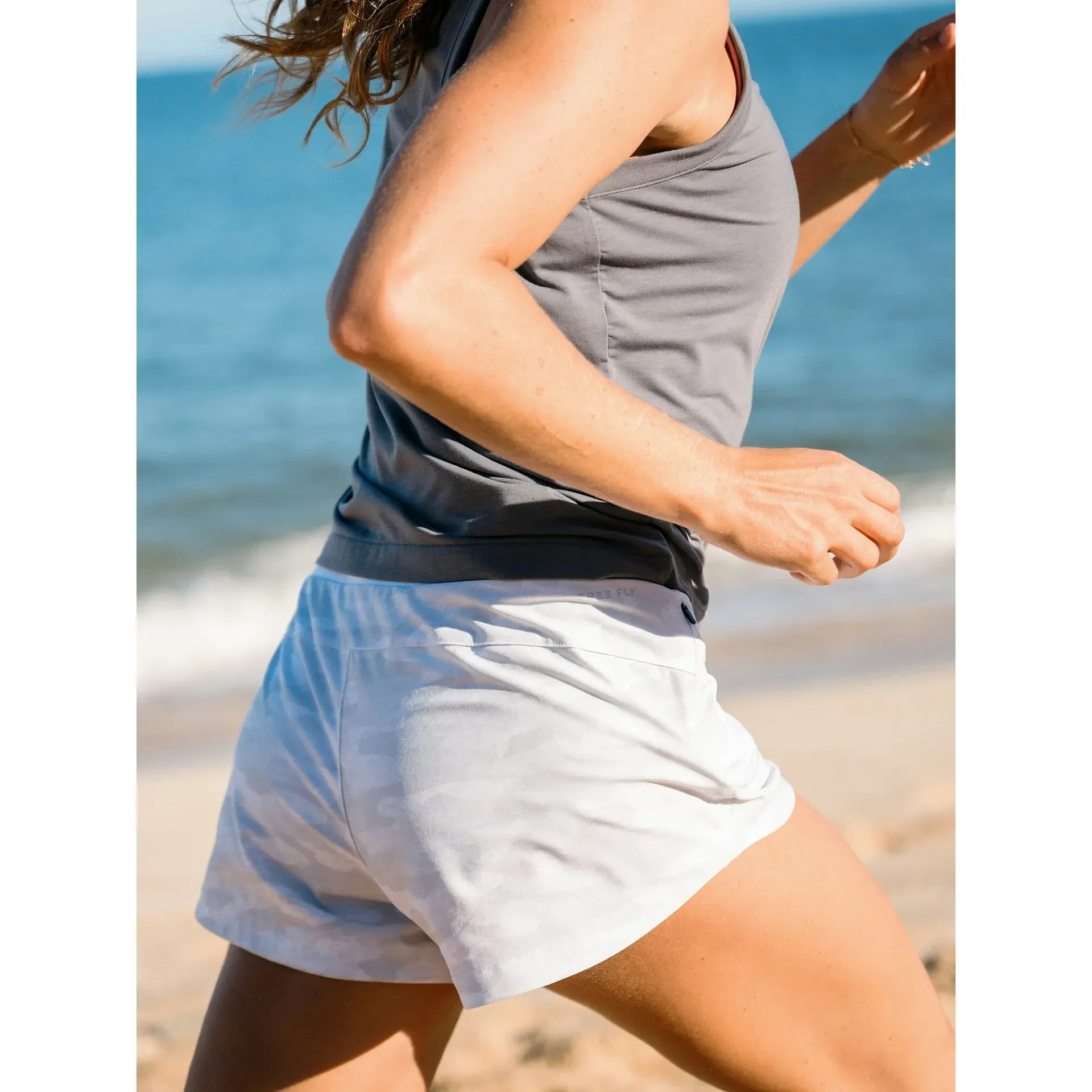 Women's Free Fly Sea Smoke Camo Cloud Gray Bamboo-Lined Active Breeze Short - 3" WLABS-3-721