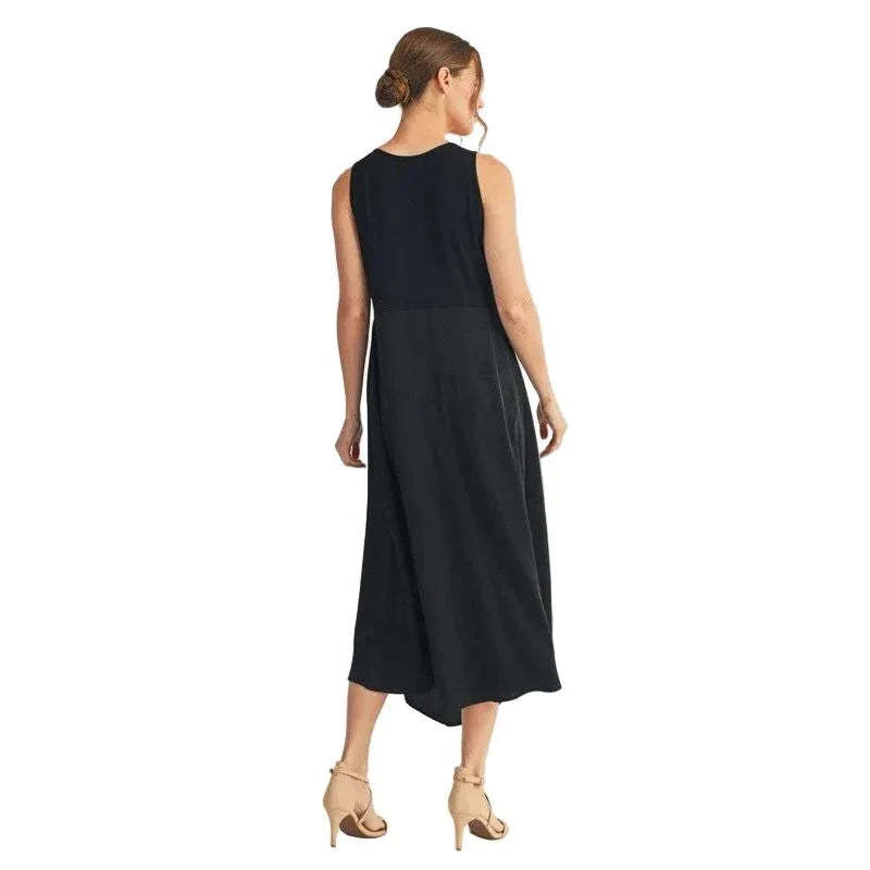 Women's Front Pleat Detail Solid Mix Match Dress G14402-DRESS