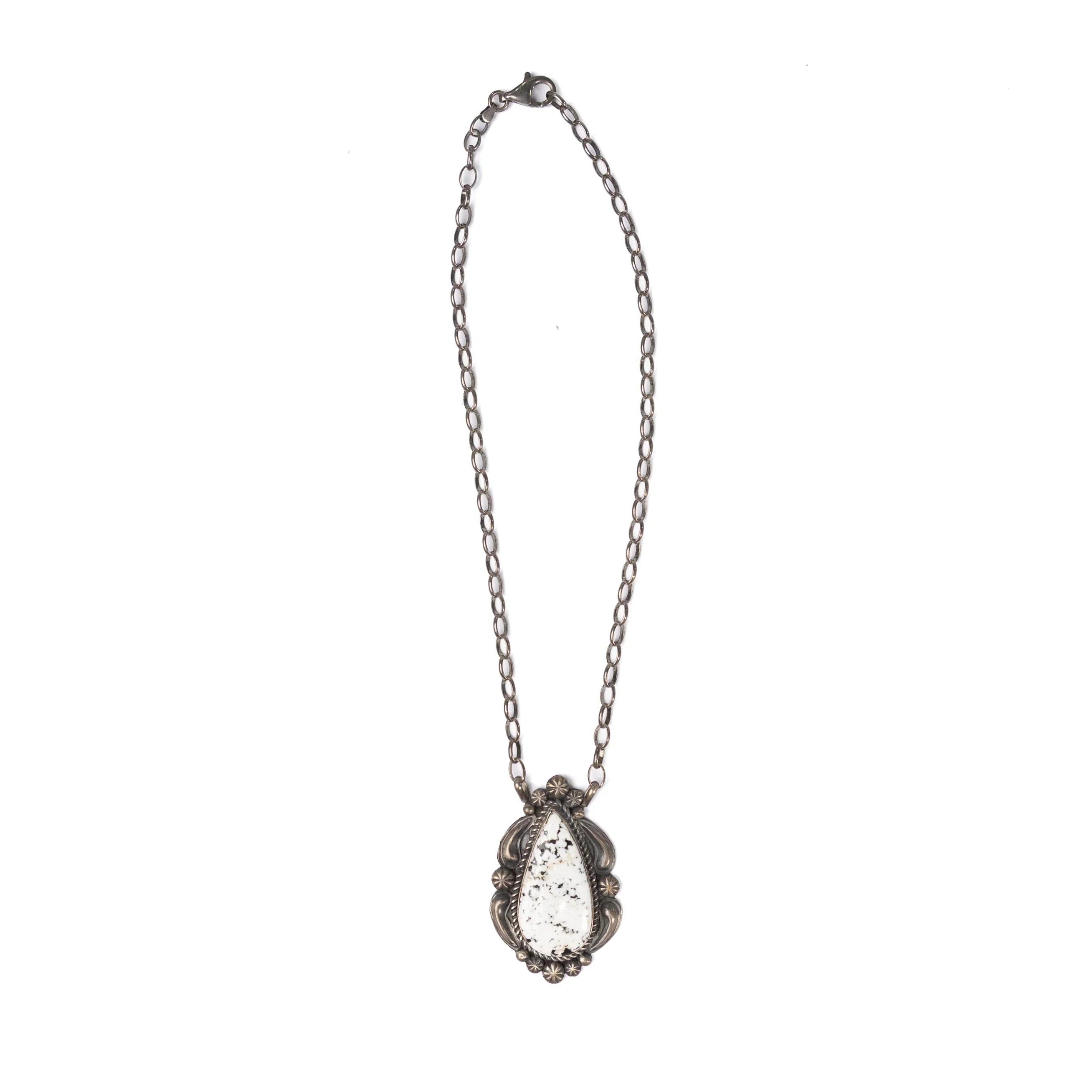 Women's Gallup White Buffalo and Silver Chain Necklace
