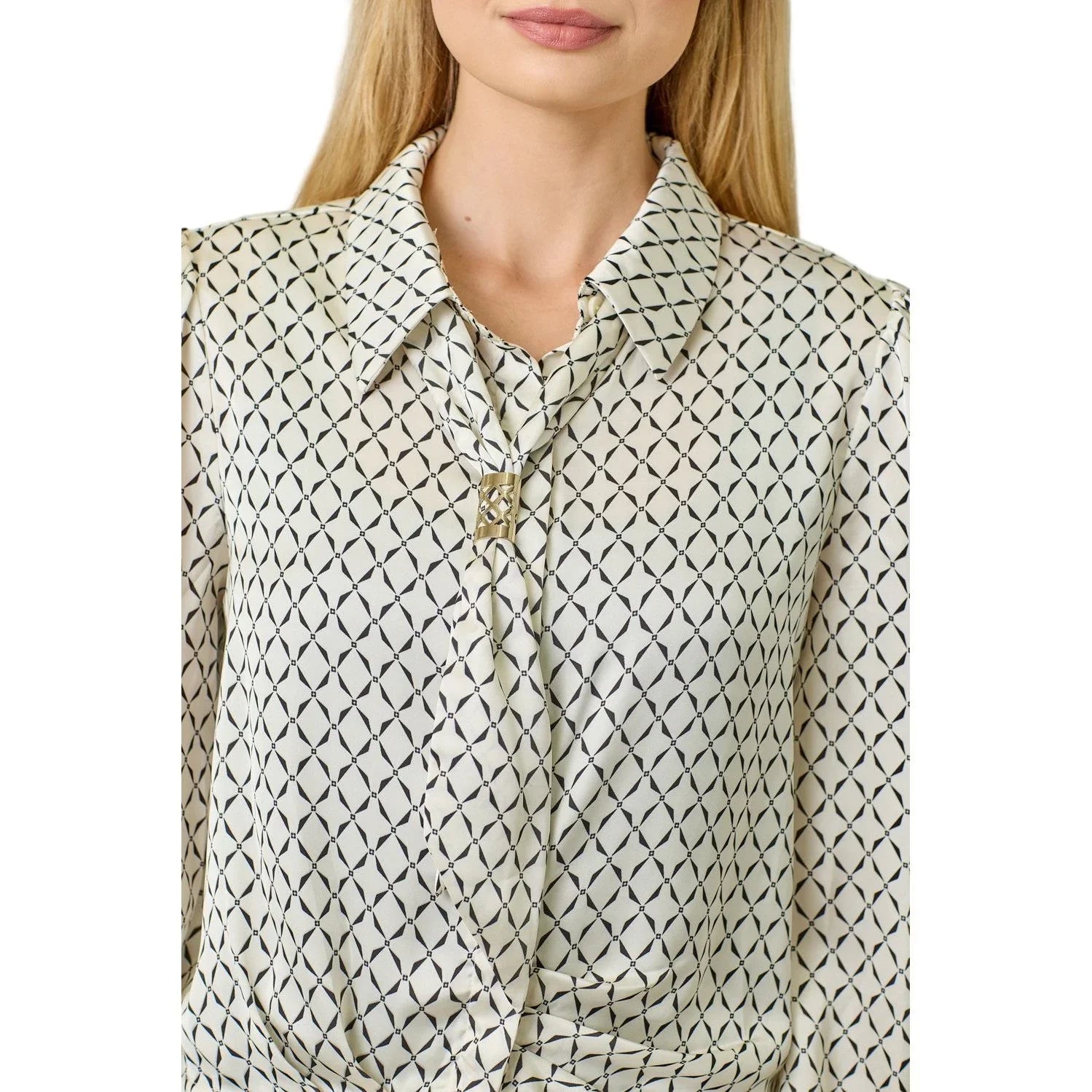 Women's Geo Print Scarf Blouse 61211