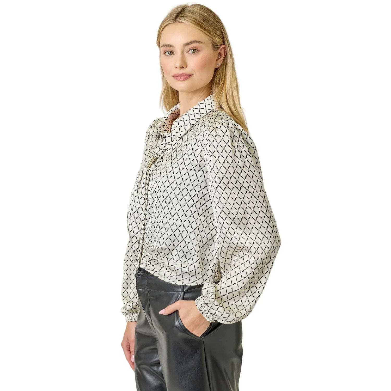 Women's Geo Print Scarf Blouse 61211