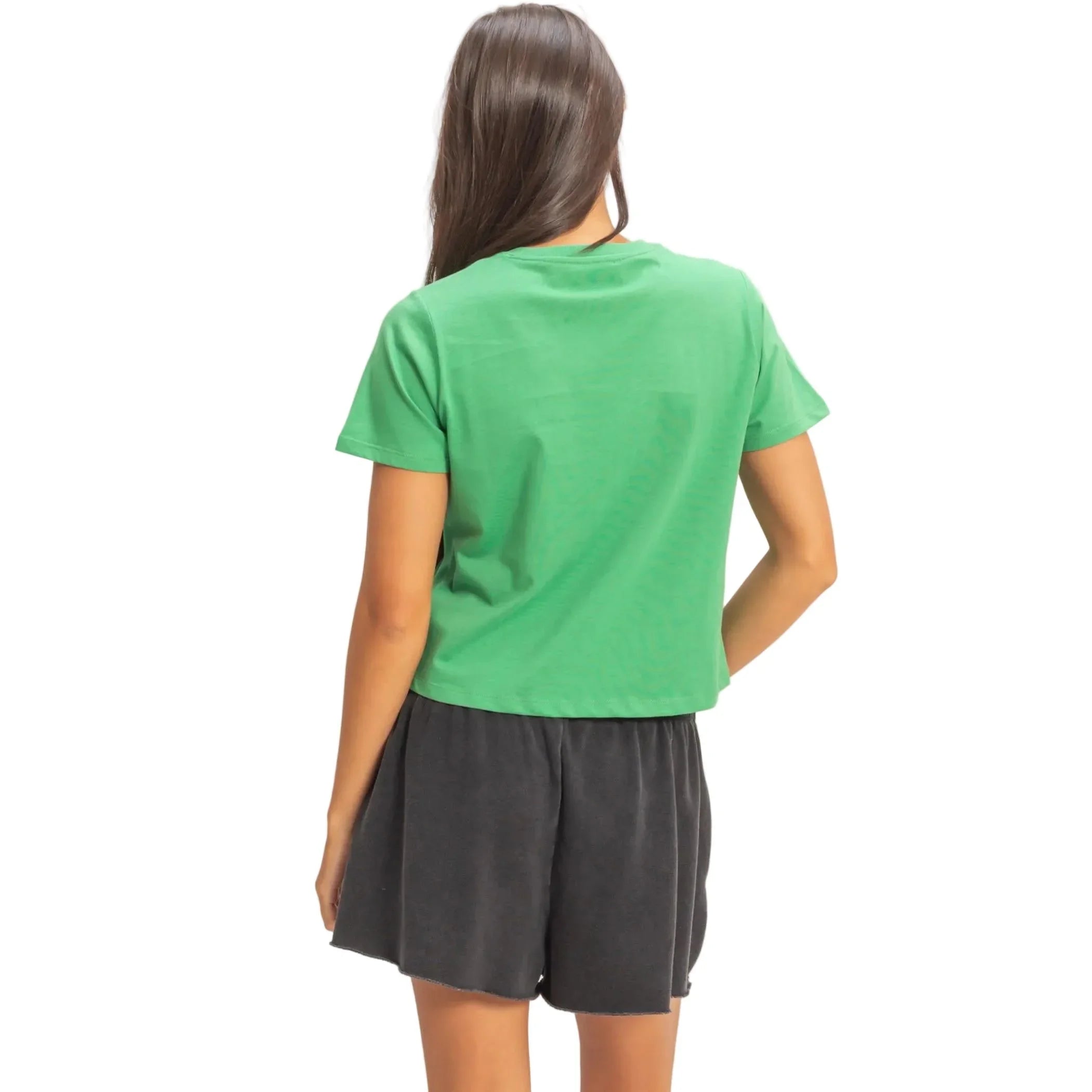 Women's Green Crew Neck Cotton T-shirt DZ26C412