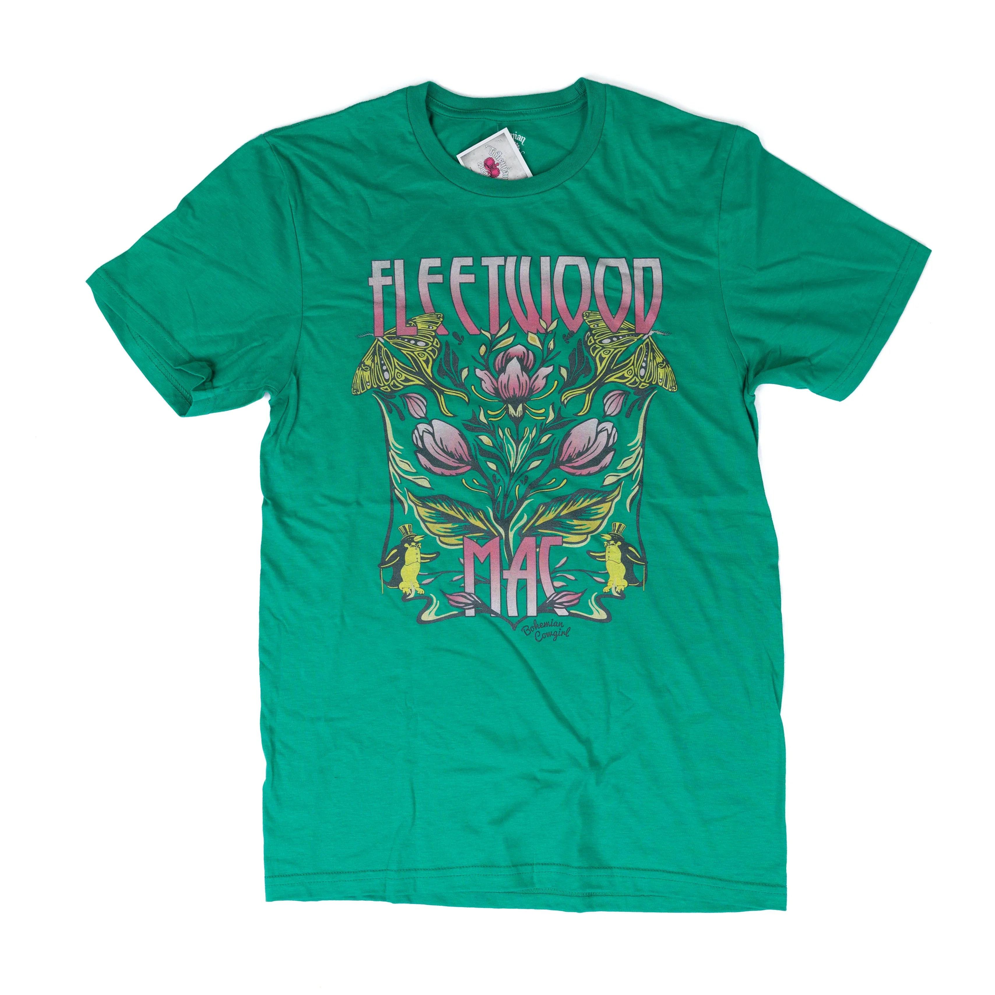 Women's Green Short Sleeve Graphic Printed Fleetwood Mac T-shirt