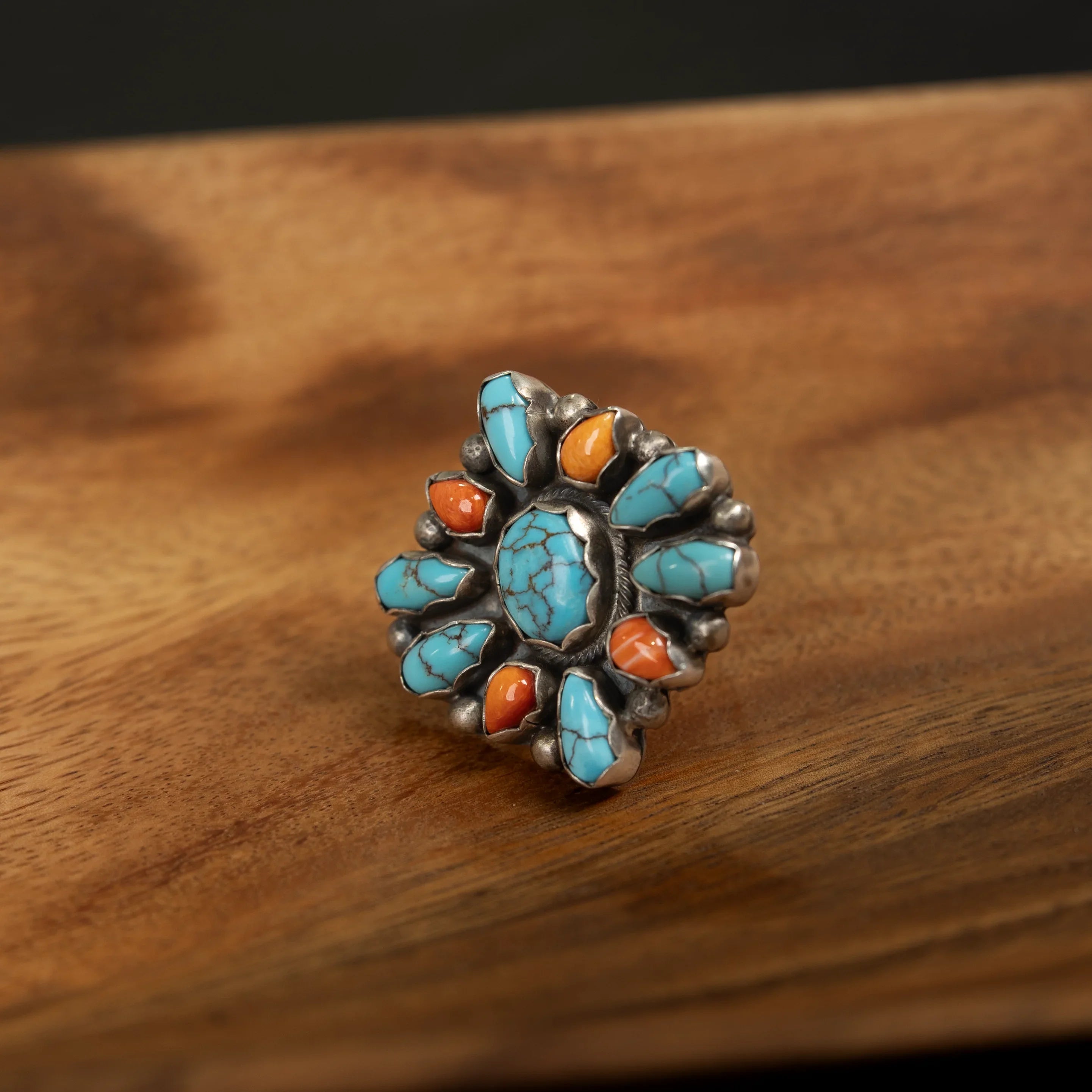Women's Handmade Spiny Oyster and Turquoise Burst Earring