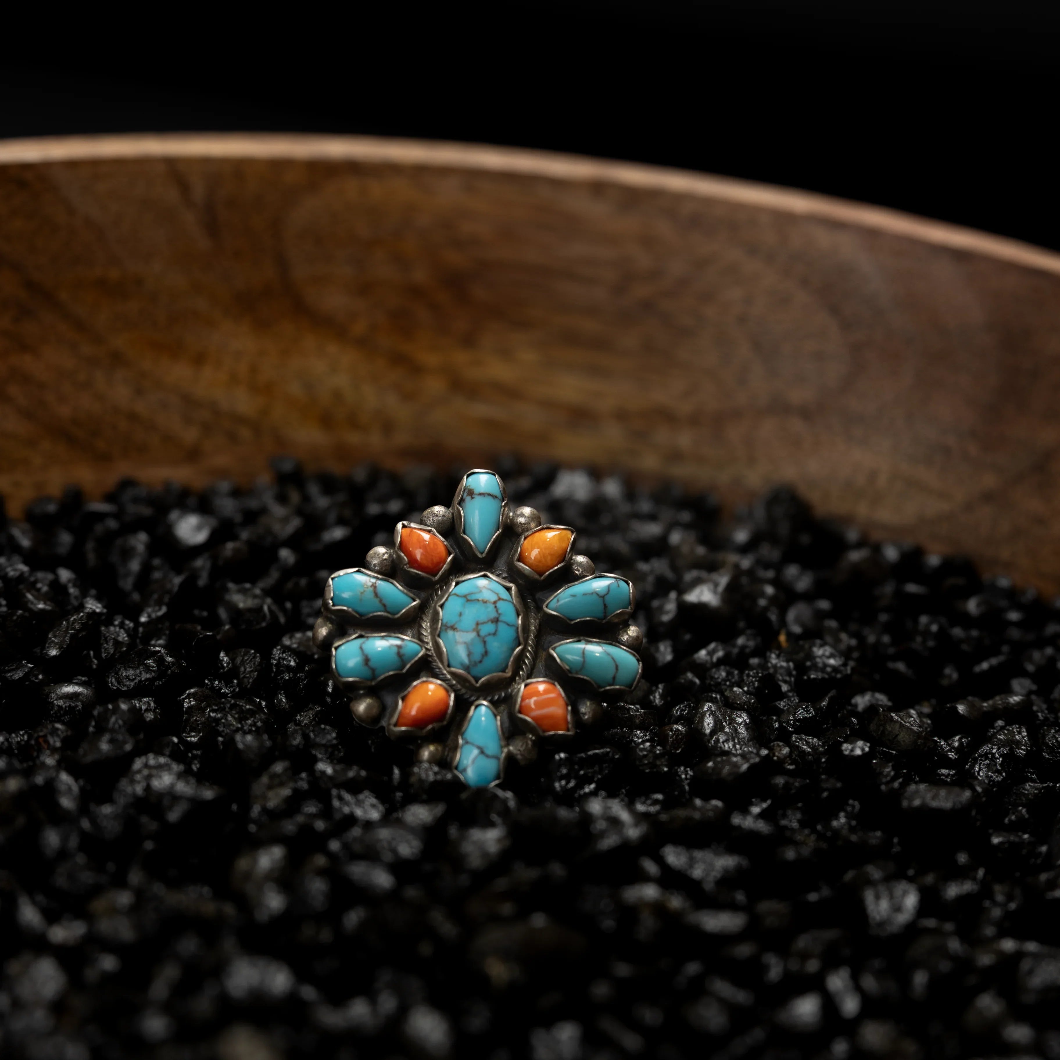 Women's Handmade Spiny Oyster and Turquoise Burst Earring