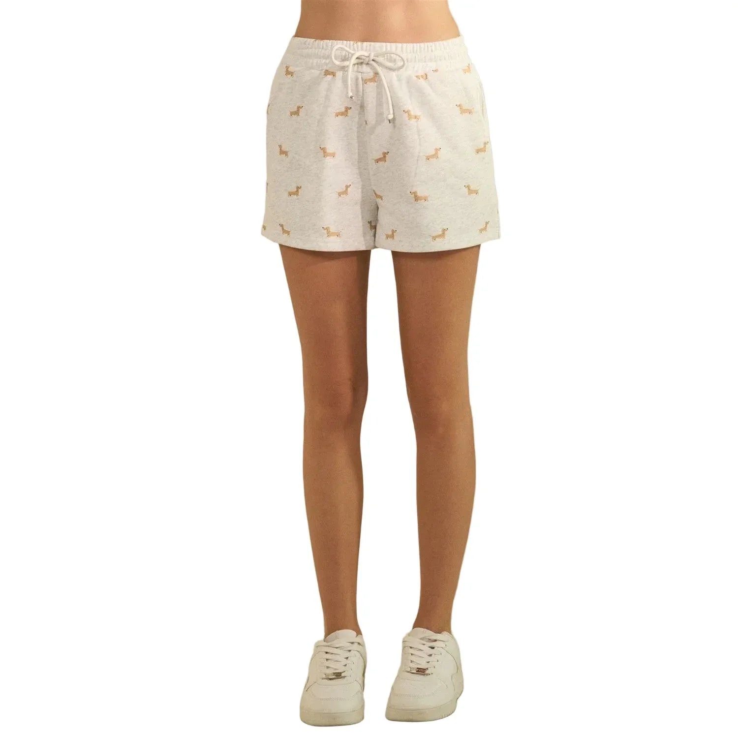 Women's Heather Gray All Over Dog Print Shorts VP72688