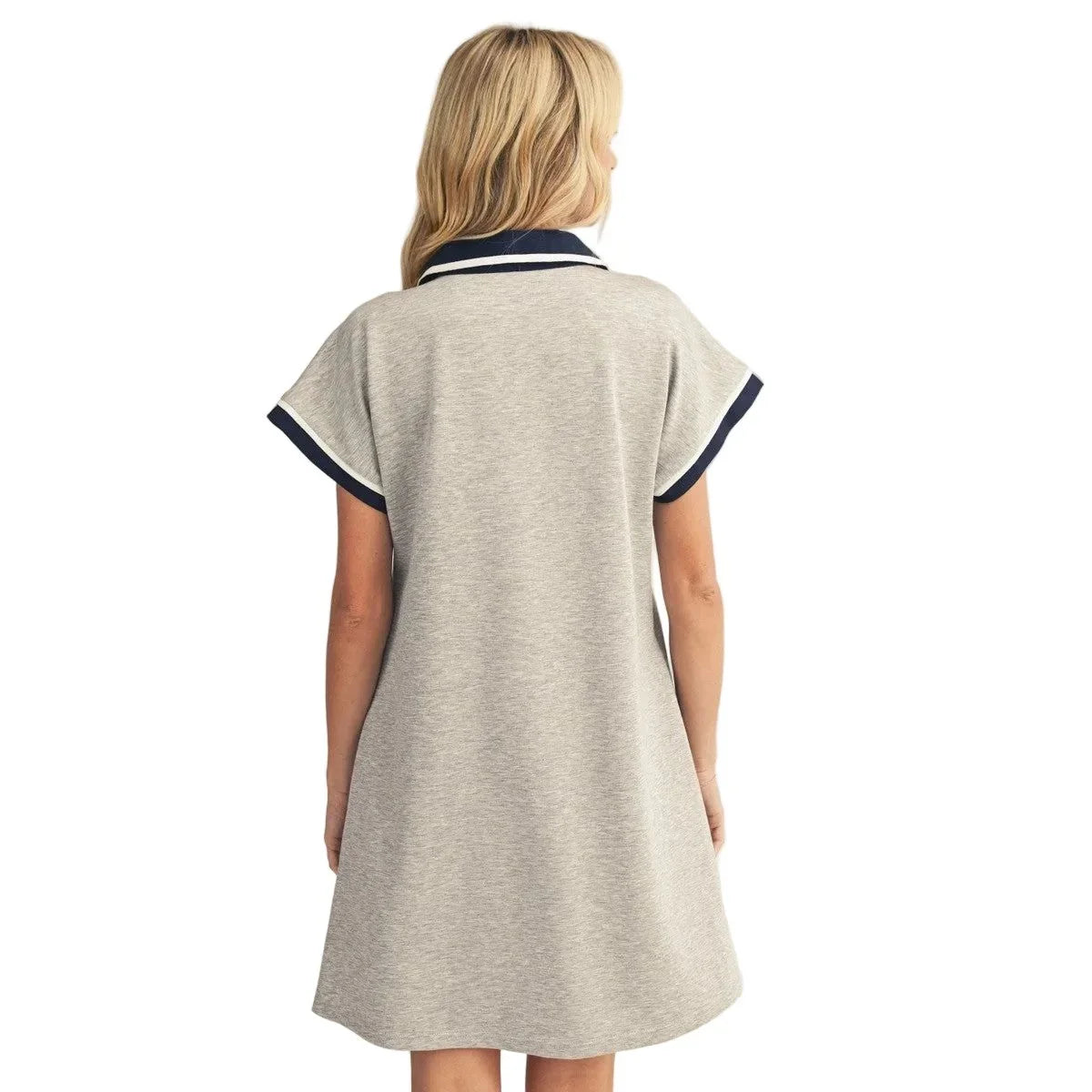 Women's Heather Gray Contrast Accent Solid Casual Dress M50814-HTHGR