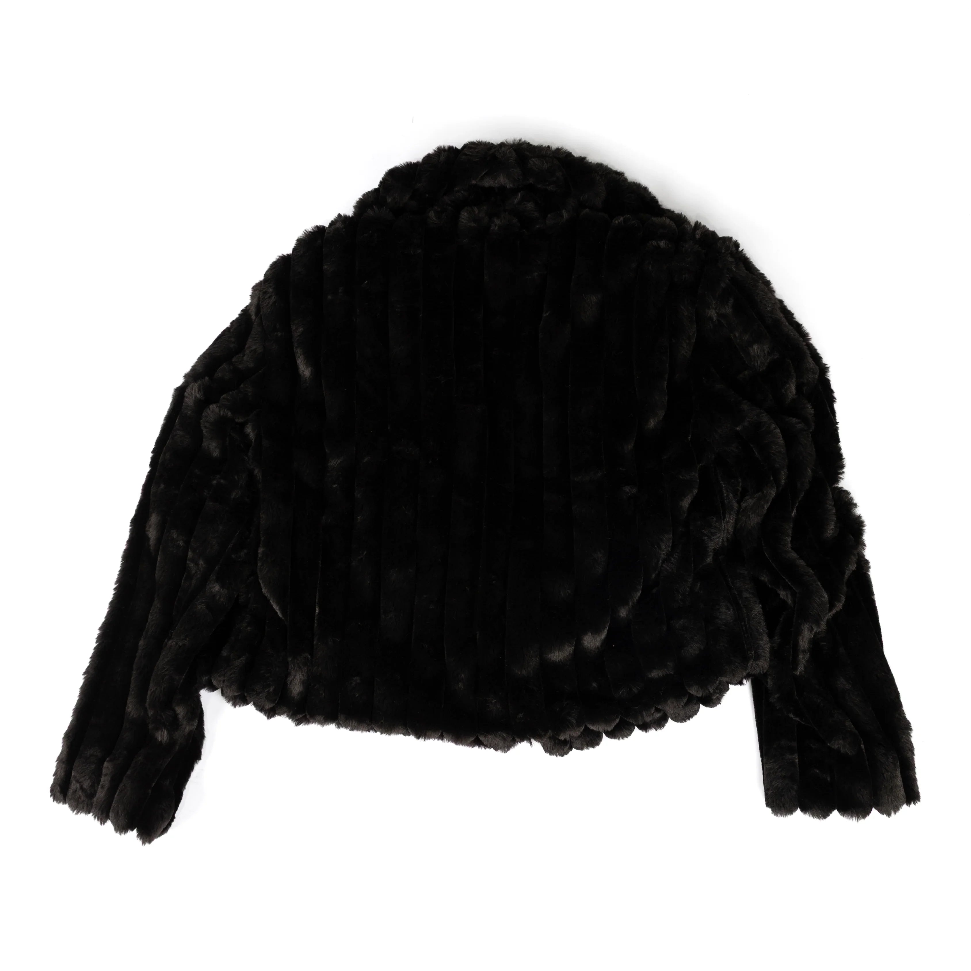 Women's Hem & Thread Faux Black Fur Cheetah Print Lined Jacket 36522