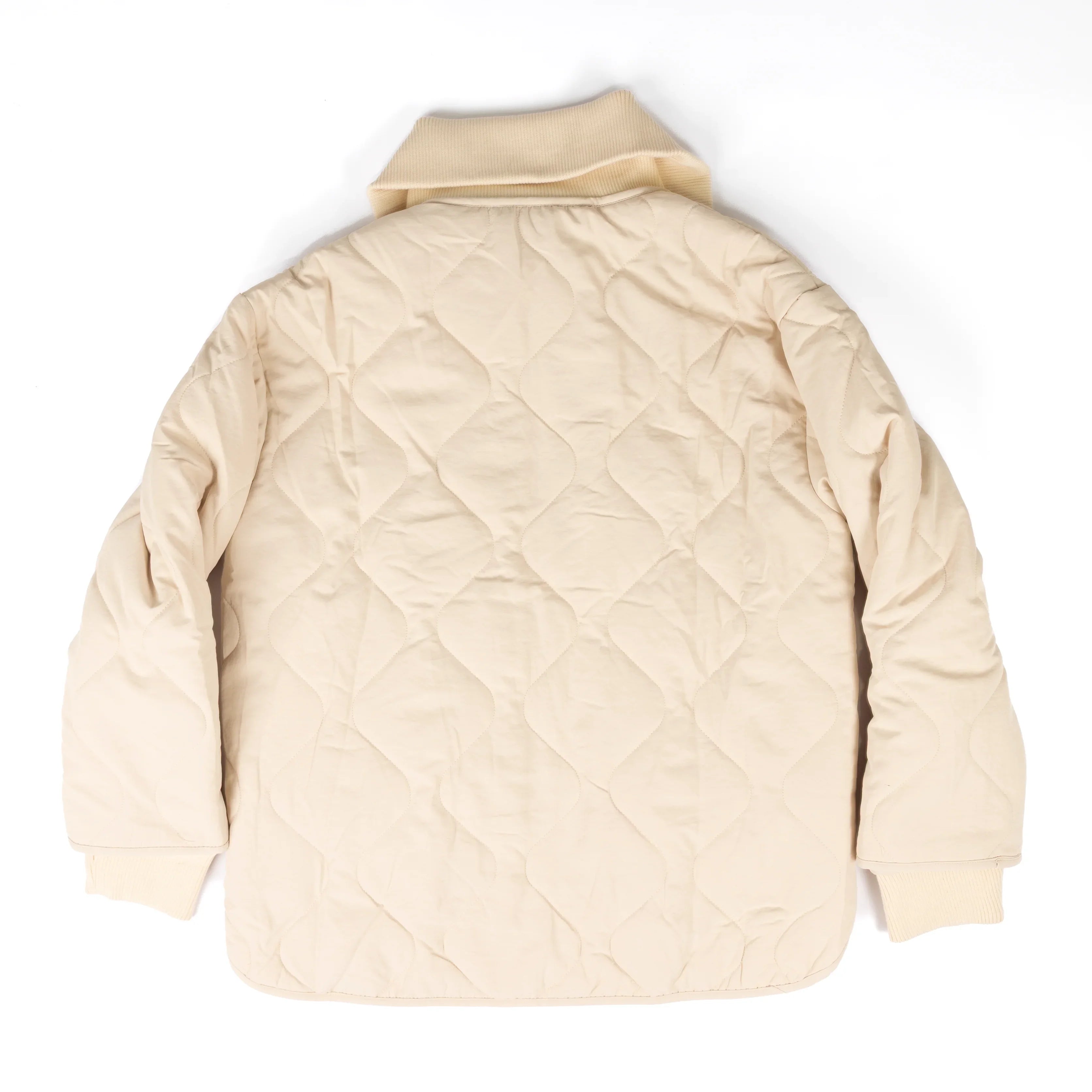 Women's Hem & Thread Quilted Jacket with Ribbed Collar 38669