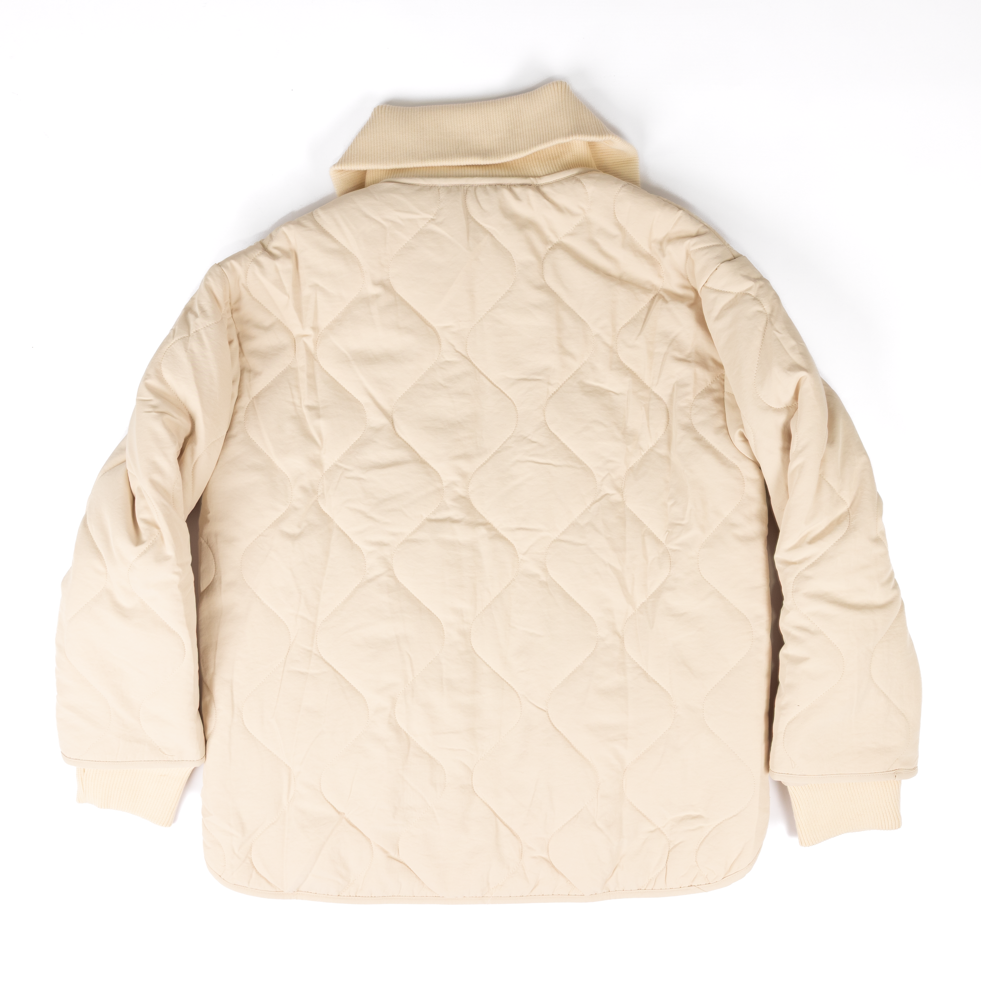 Women's Hem & Thread Quilted Jacket with Ribbed Collar 38669