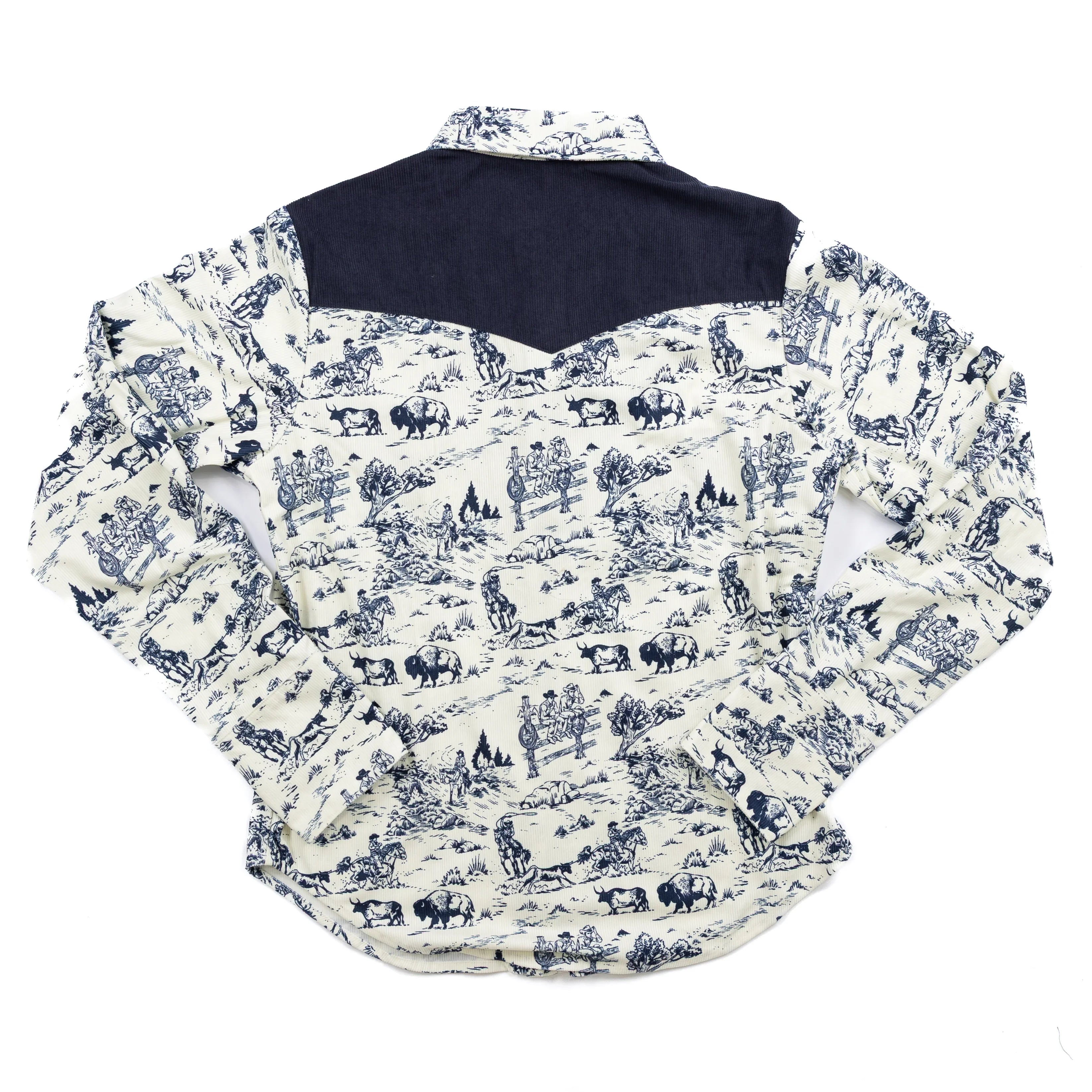 Women's Howdy Hanny Navy Western Corduroy Snap Up Long Sleeve Top