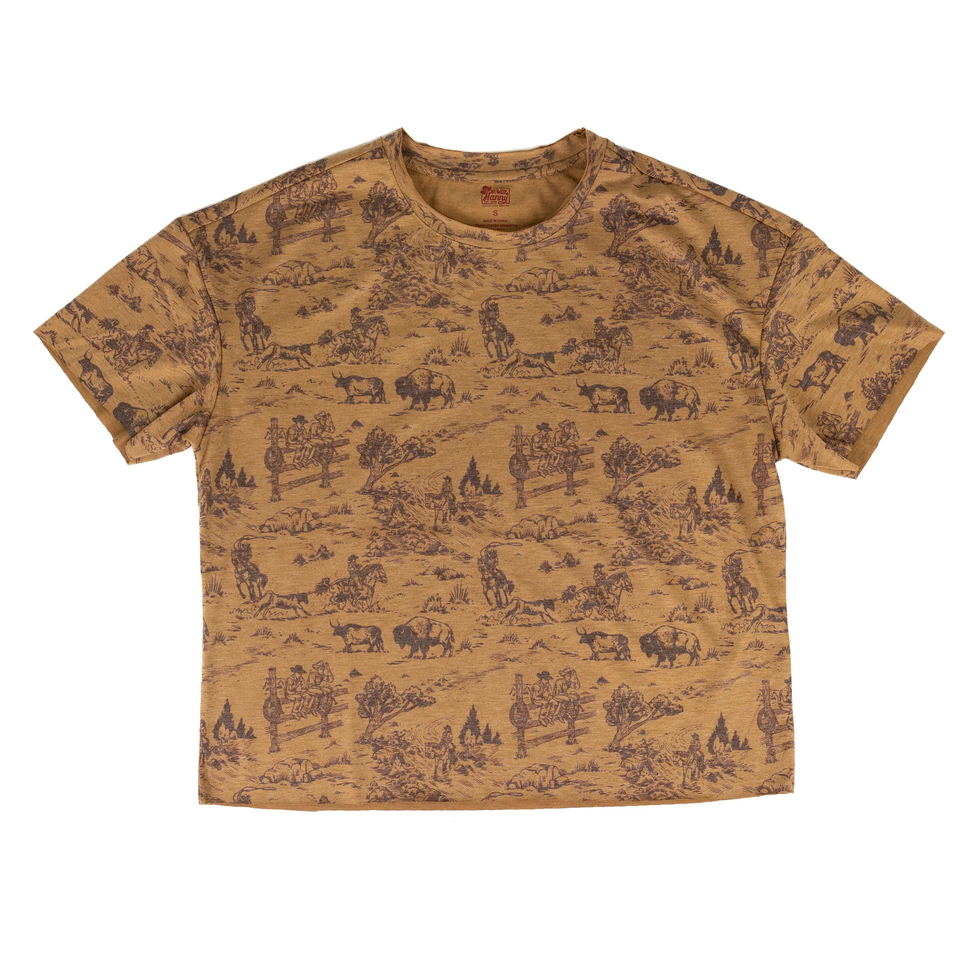 Women's Howdy Hanny Short Sleeve Buffalo Cowboy Printed T-shirt