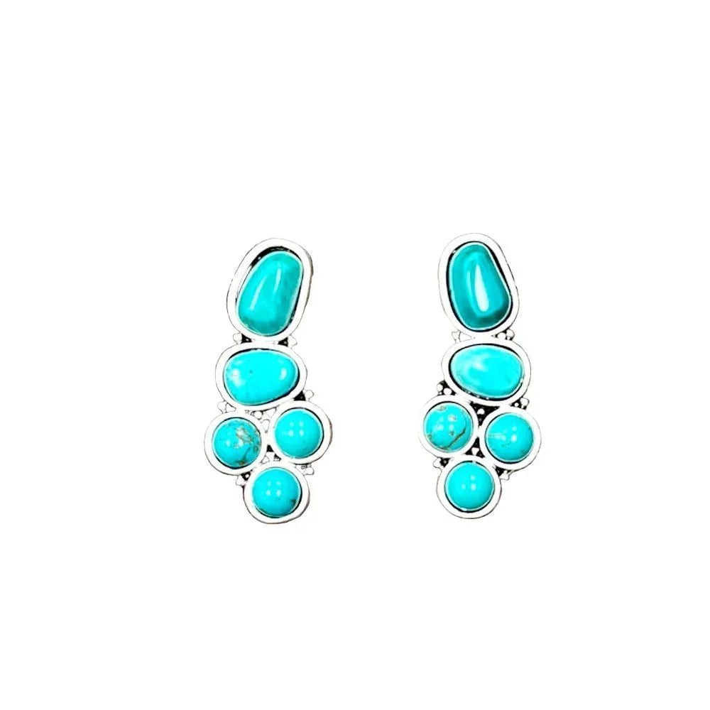 Women's Isac 1.3" Long Navajo Turquoise Stud Earrings