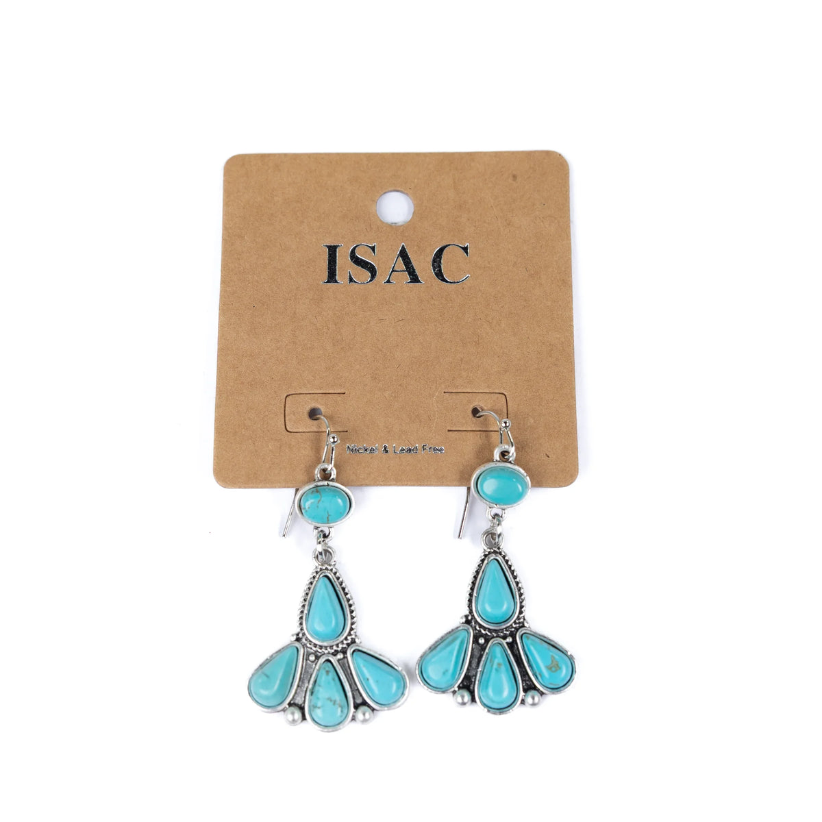 Women's Isac 1.6" Navajo Turquoise Earrings 724791