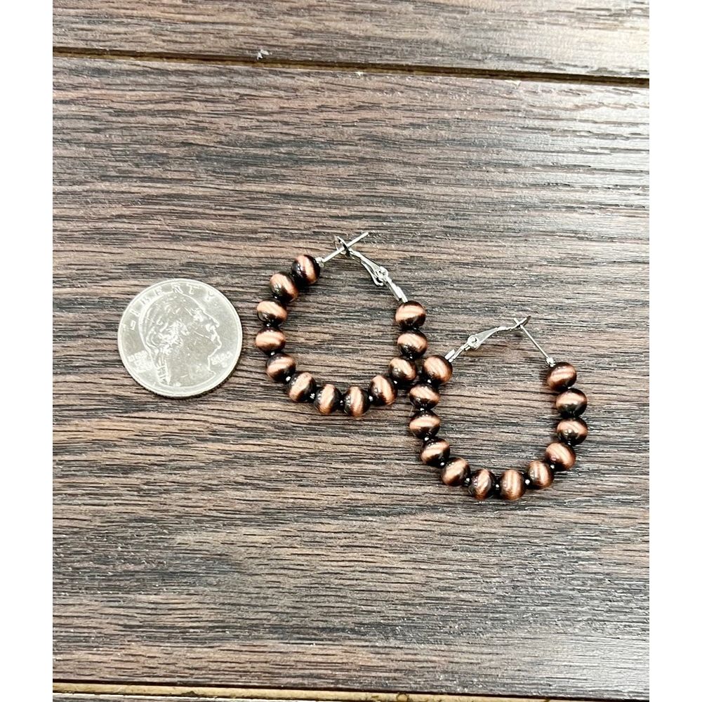 Women's Isac 1" 6mm Copper Western Bead Hoop Earrings 724503