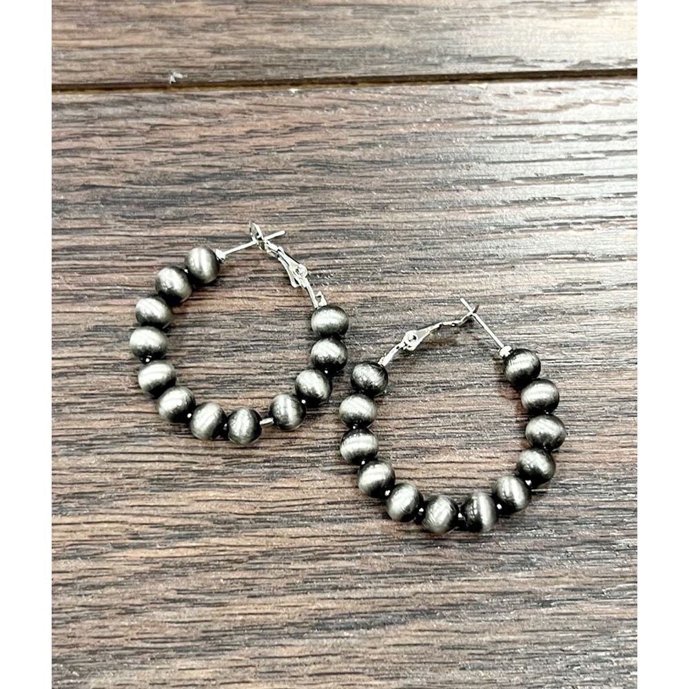 Women's Isac 1" 6mm Western Bead Hoop Earrings 724502