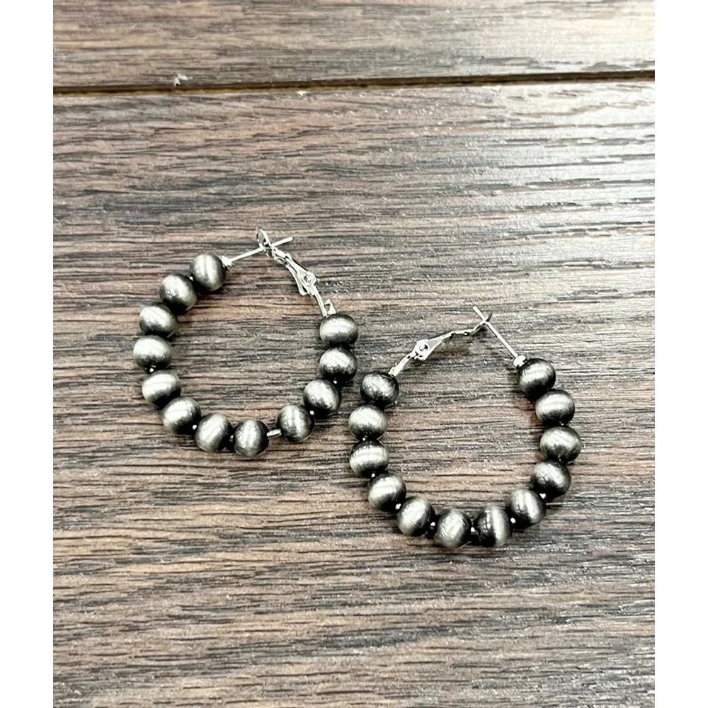 Women's Isac 1" 6mm Western Bead Hoop Earrings 724502