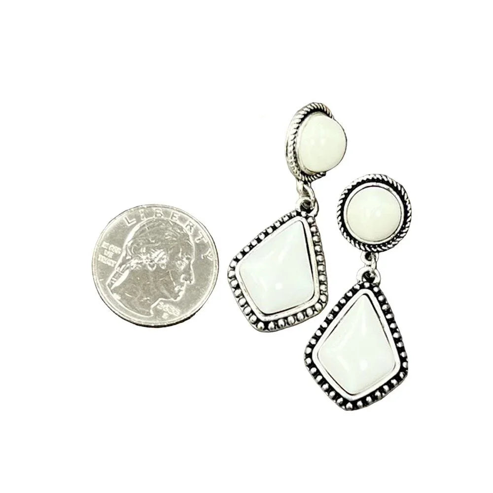 Women's Isac 1.7" Long Arrowhead White Turquoise Post Earrings