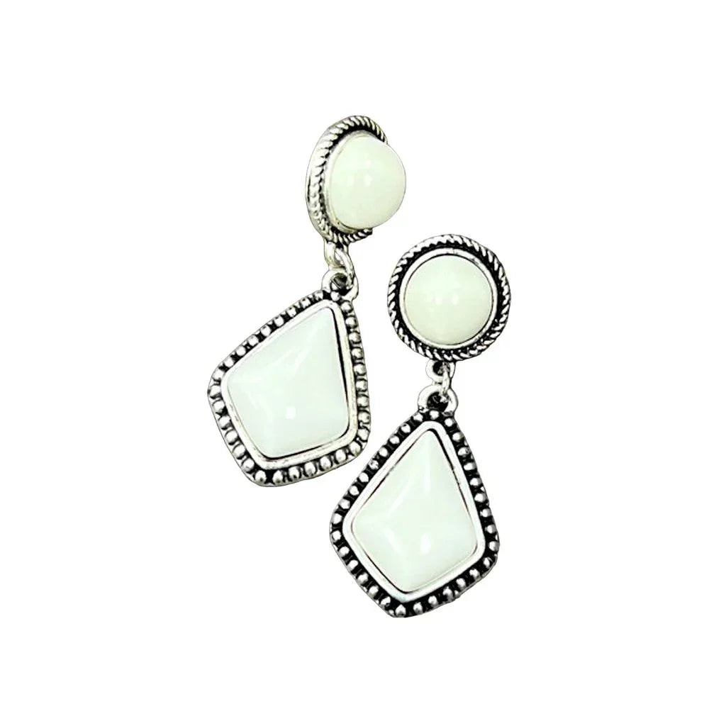 Women's Isac 1.7" Long Arrowhead White Turquoise Post Earrings