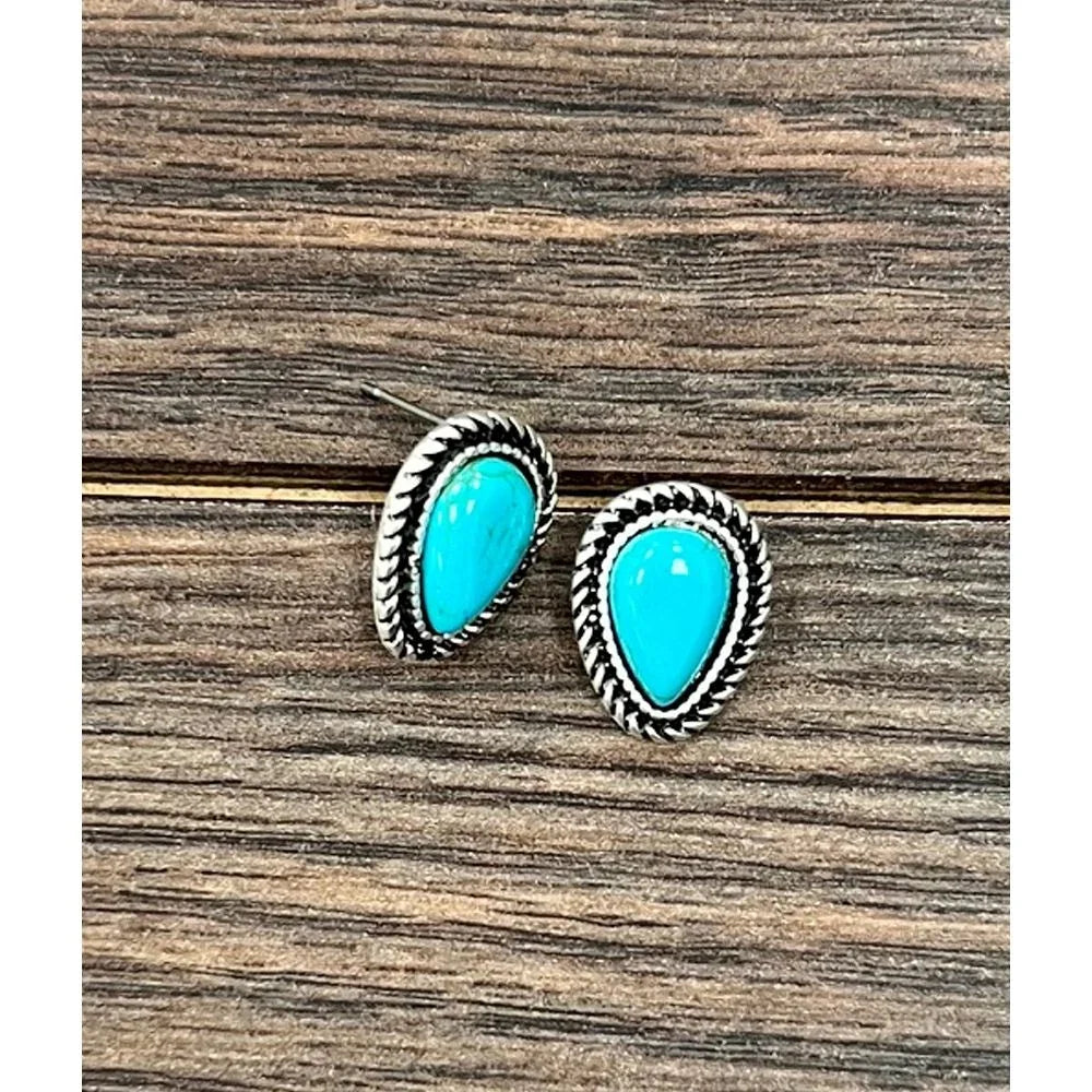 Women's Isac 12mm Drop Turquoise Stud Earrings 726452
