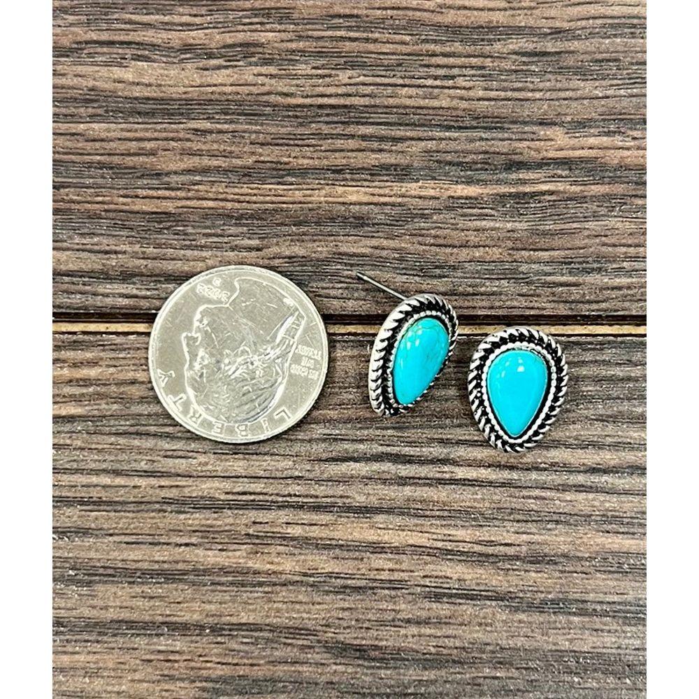 Women's Isac 12mm Drop Turquoise Stud Earrings 726452