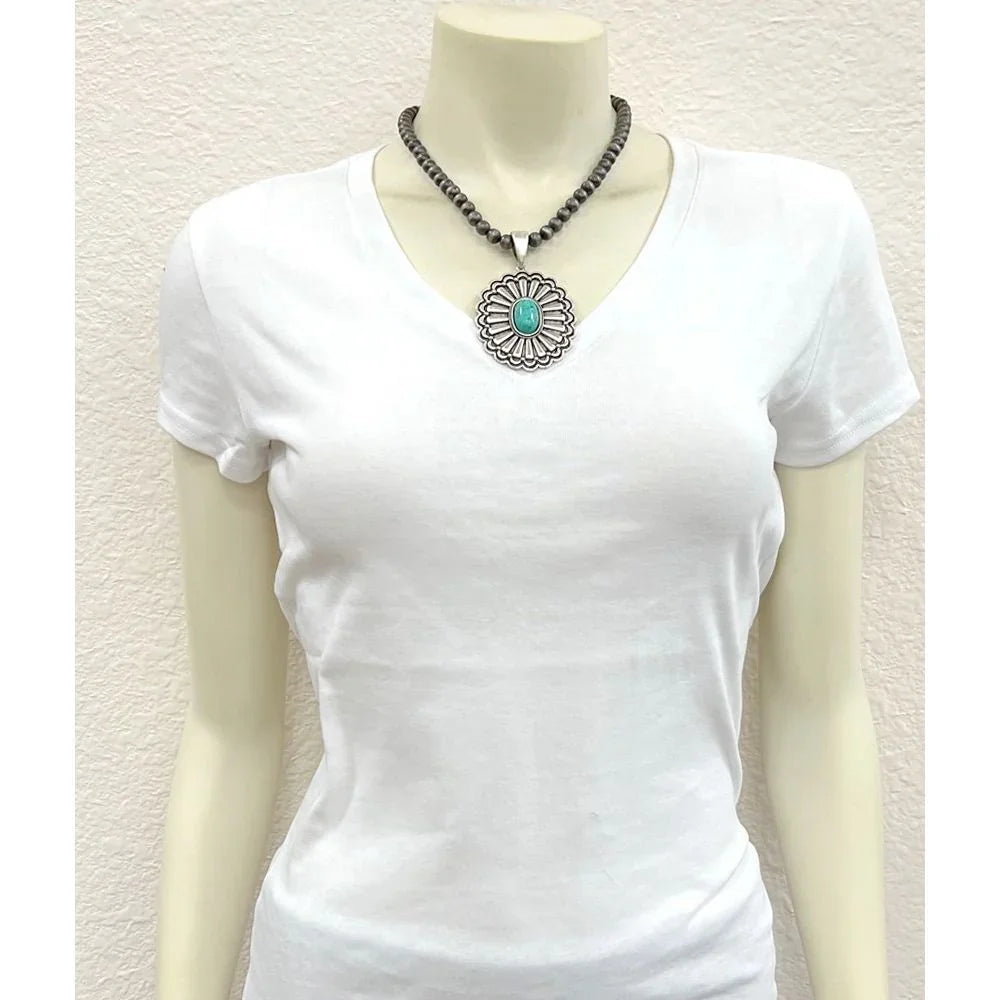 Women's Isac 16" Boho Concho Turquoise Necklace 735706