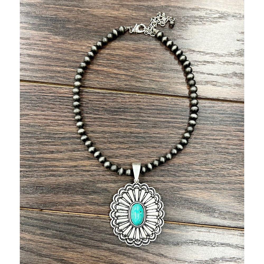 Women's Isac 16" Boho Concho Turquoise Necklace 735706