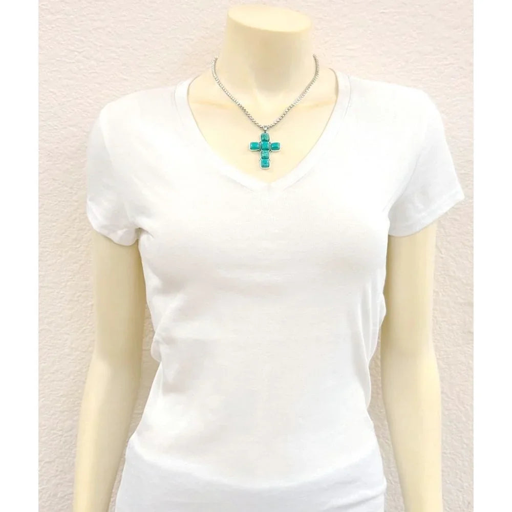 Women's Isac 16" Cross Turquoise Necklace 739714