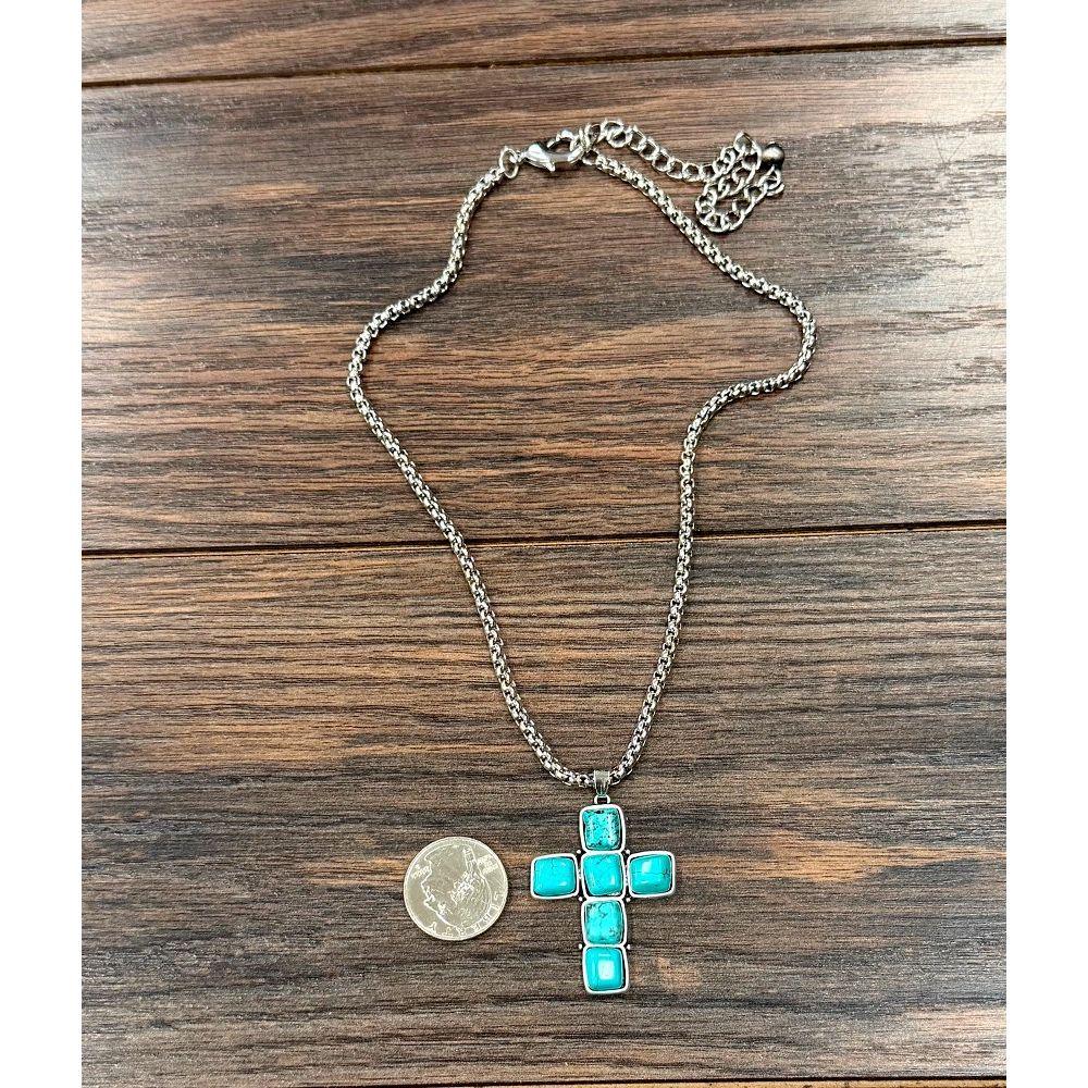 Women's Isac 16" Cross Turquoise Necklace 739714