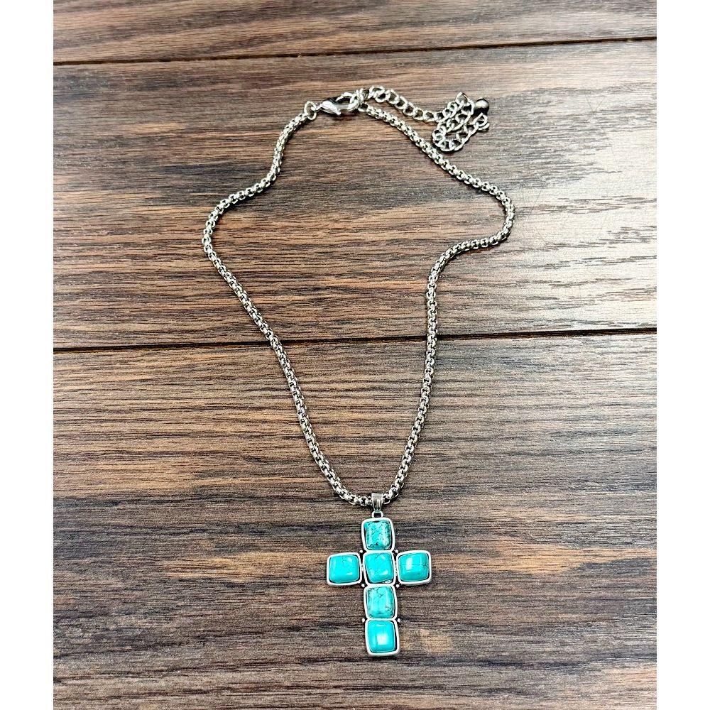 Women's Isac 16" Cross Turquoise Necklace 739714