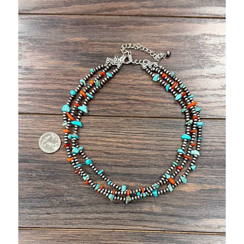 Women's Isac 16" Western Turquoise/Oyster Strand Necklace 739787