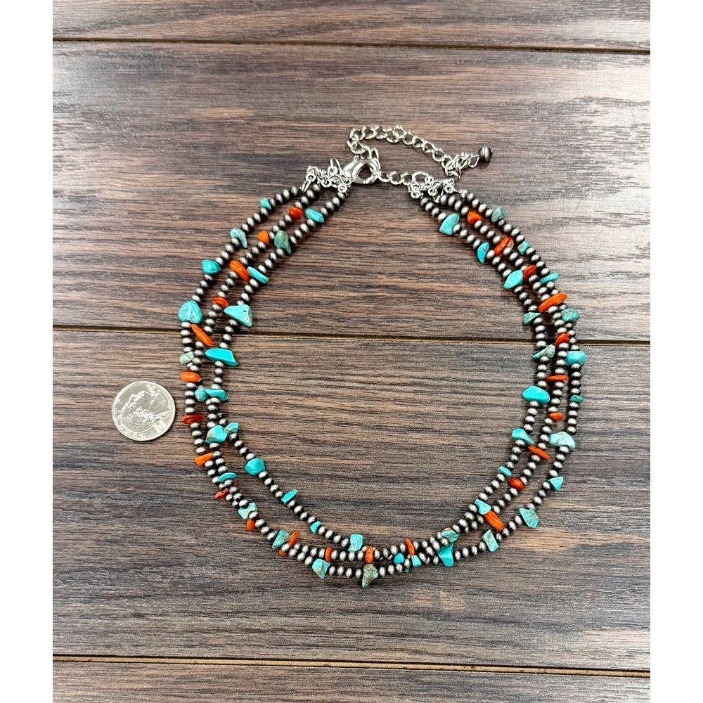 Women's Isac 16" Western Turquoise/Oyster Strand Necklace 739787
