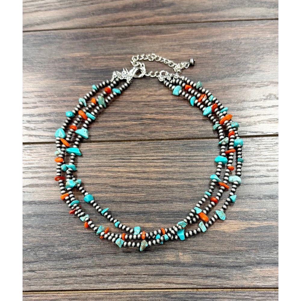 Women's Isac 16" Western Turquoise/Oyster Strand Necklace 739787